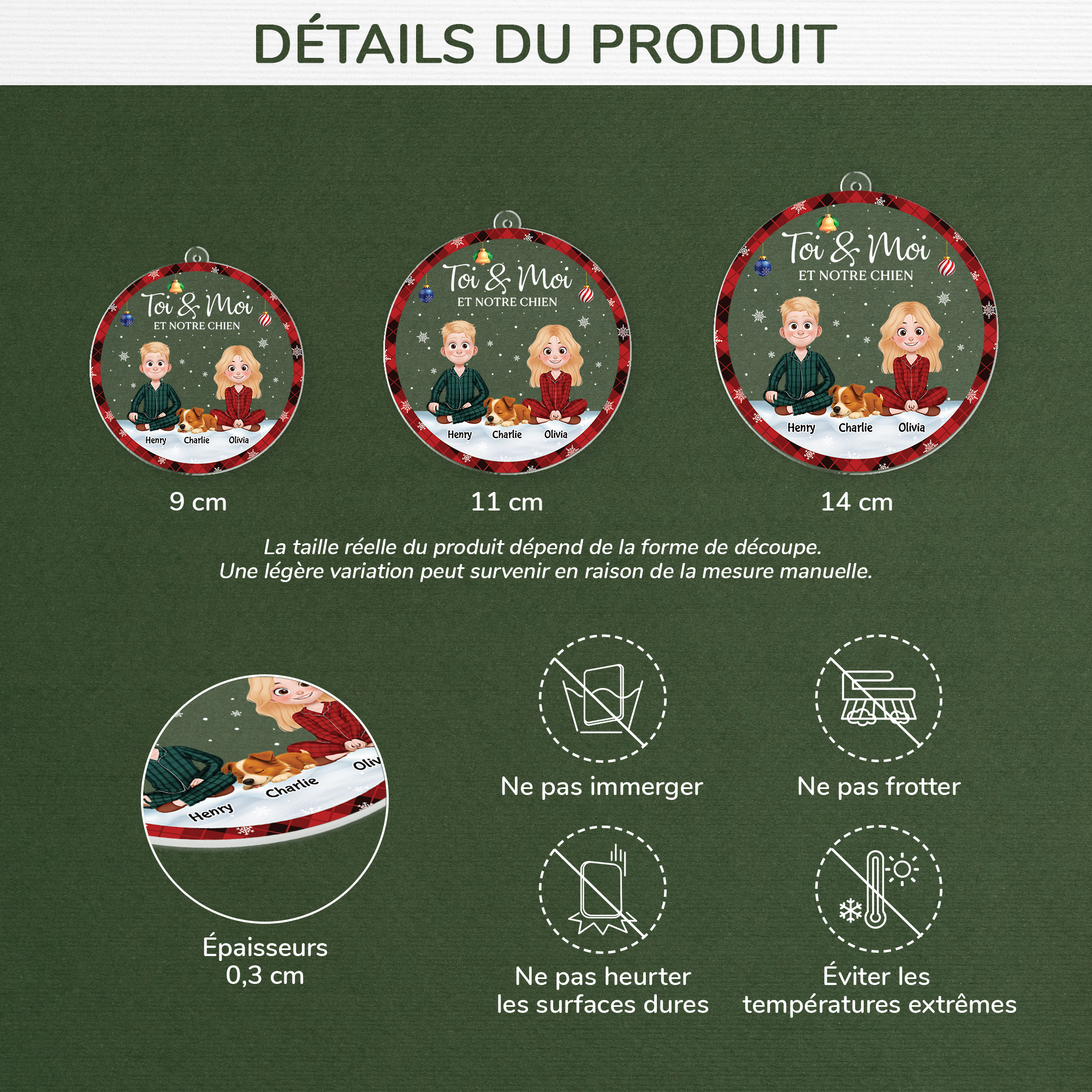 5360OFR3 ornement noel en acrylique personnalise couple toi moi et notre chien 5360okz0c