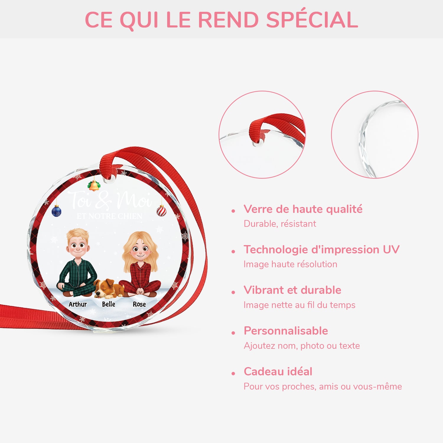 5360OFR4 ornement en verre personnalise toi et moi et notre chien 5360okyzc