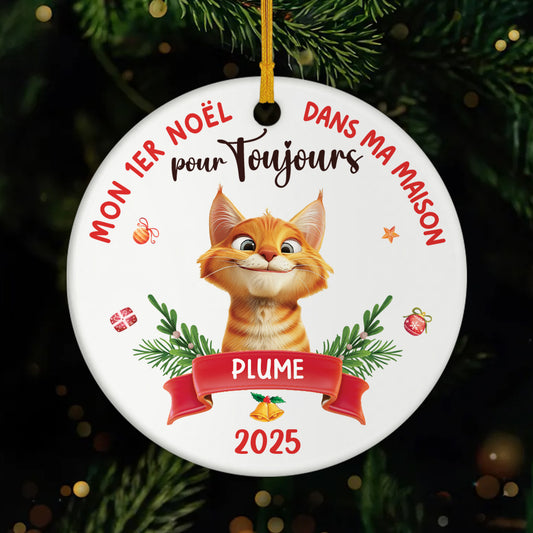 5362OFR1 ornement ceramique personnalise chat mon premier noel dans ma maison pour toujours 5362o8vzd