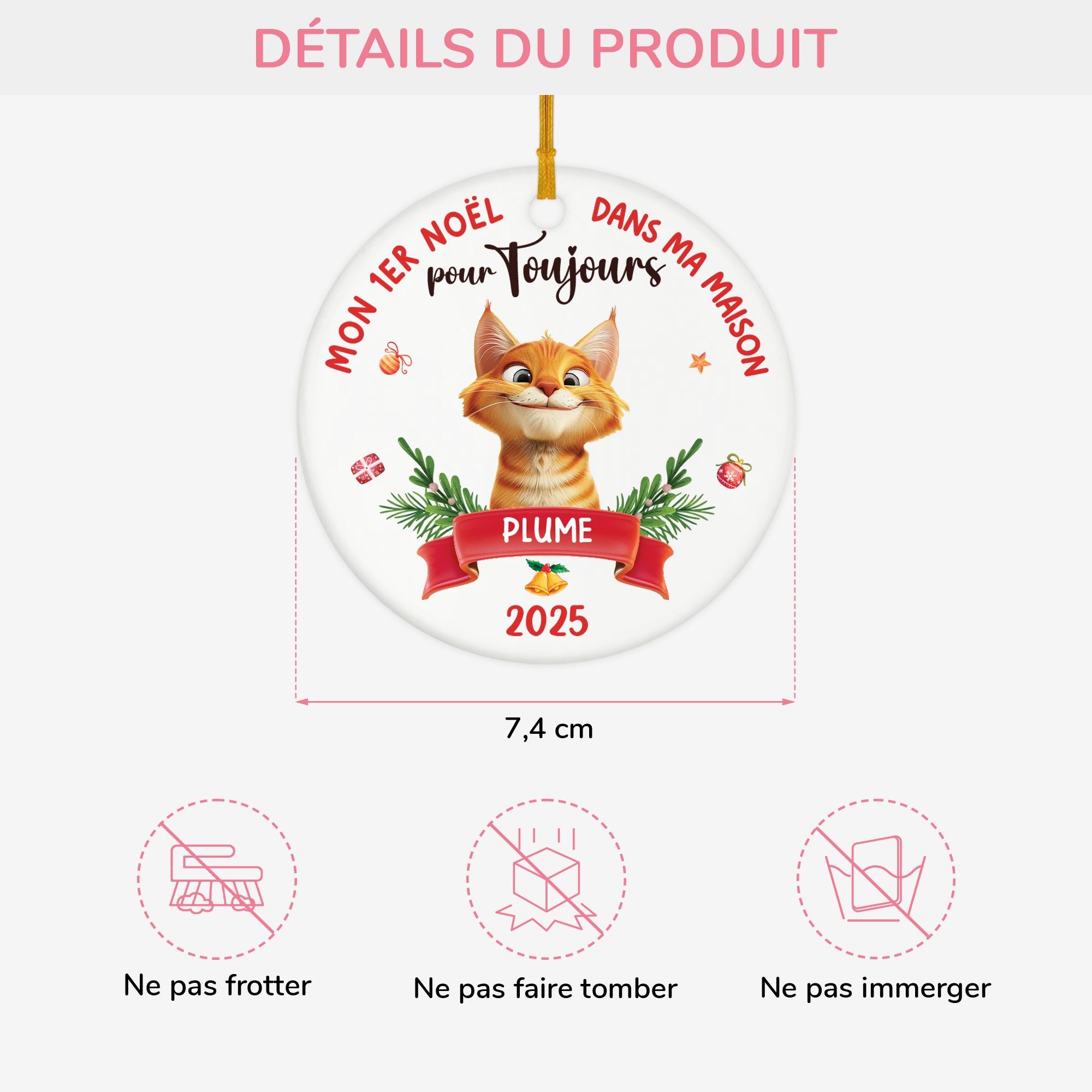 5362OFR3 ornement ceramique personnalise chat mon premier noel dans ma maison pour toujours 5362o8vzd