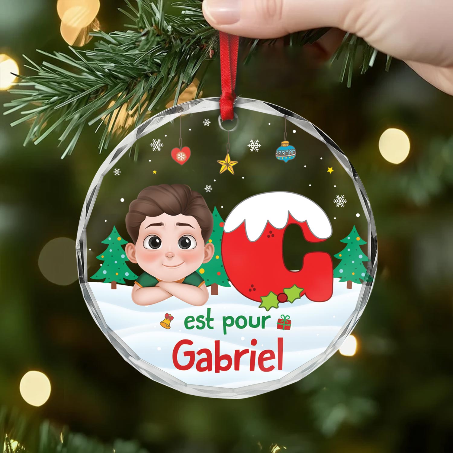5371OFR2 ornement en verre noel enfant personnalise a est pour alice 5371okhak