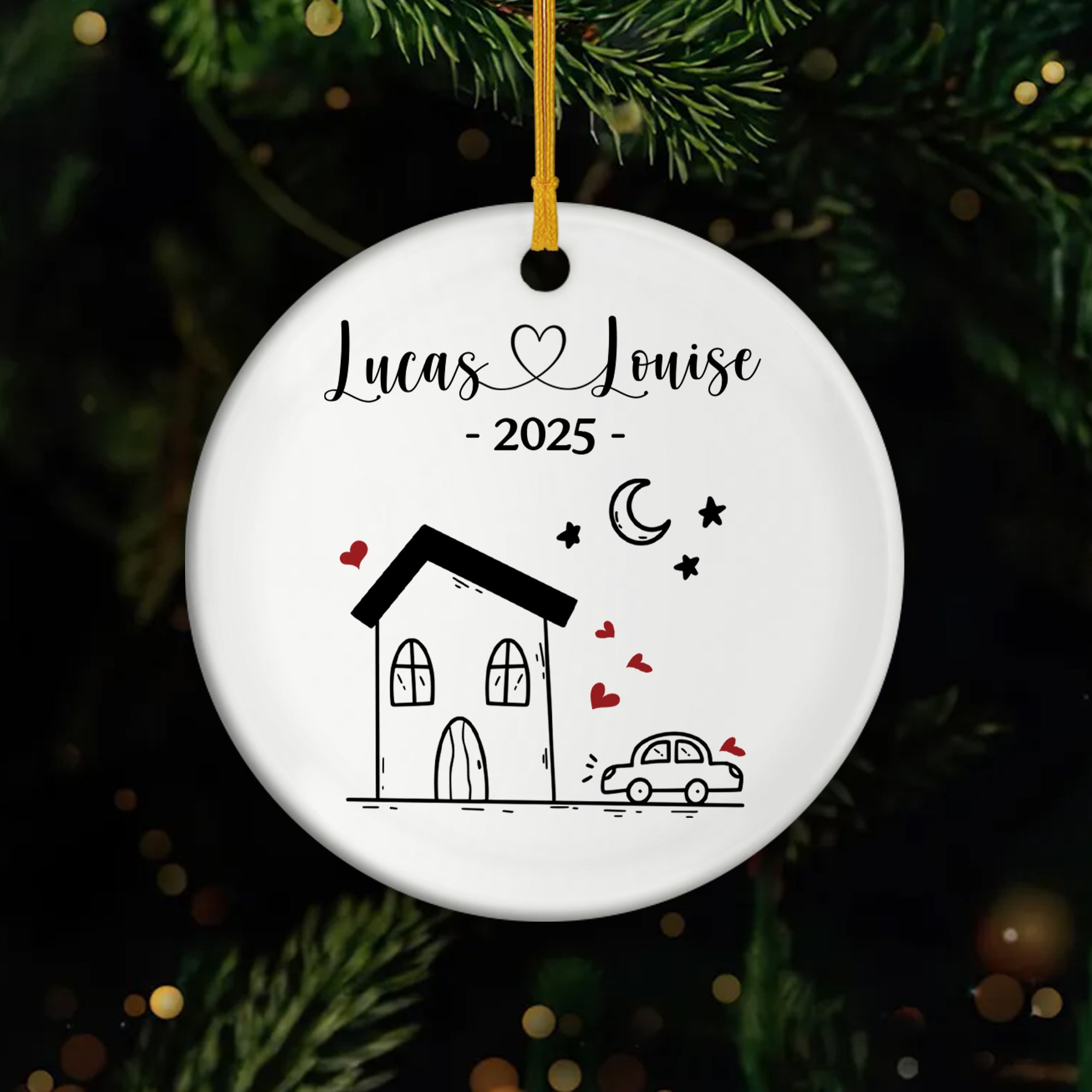 5375OFR1 ornement ceramique personnalise pour famille notre maison