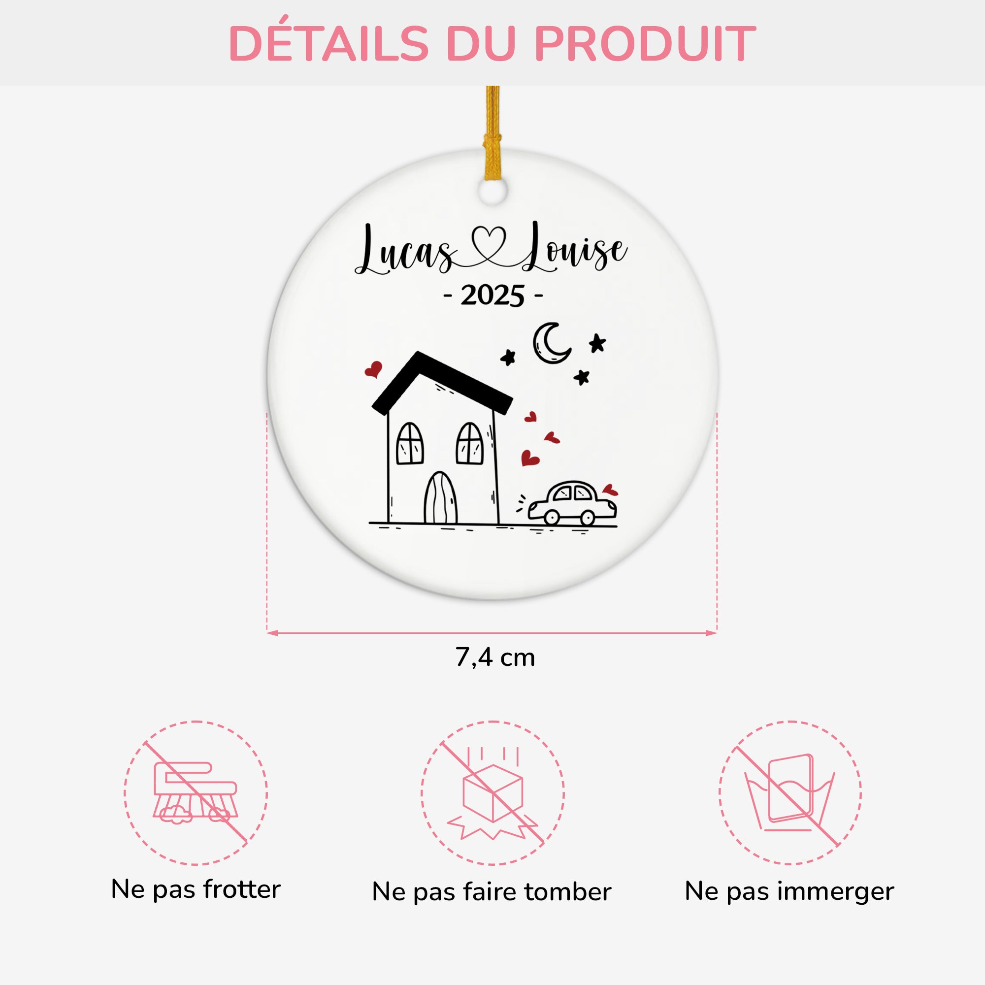 5375OFR3 ornement ceramique personnalise pour famille notre maison