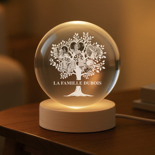 5376LFR2 veilleuse boule de cristal personnalisee notre arbre de famille avec photo 5376lkv5i