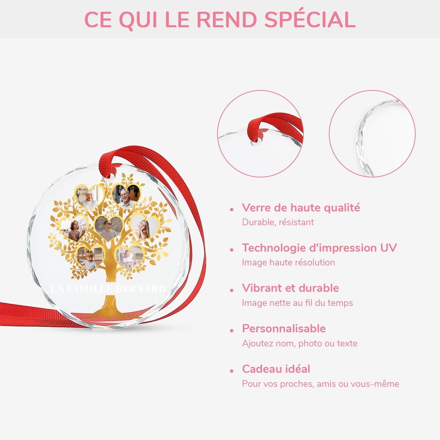 5376OFR4 ornement en verre personnalise avec photo arbre de famille 5376okvai