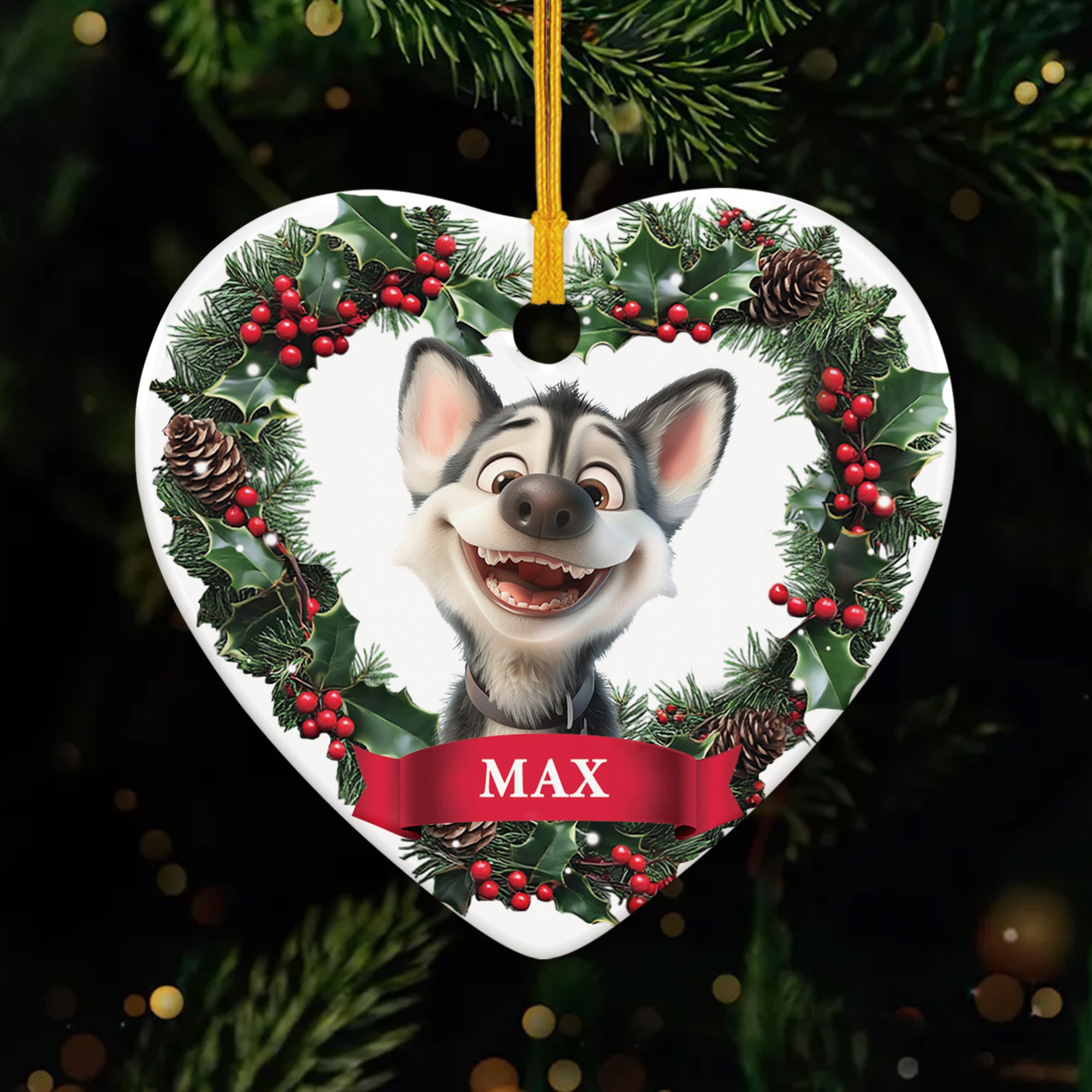 5377OFR1 ornement ceramique noel chien dessin anime 3d personnalise 5377o3vzc
