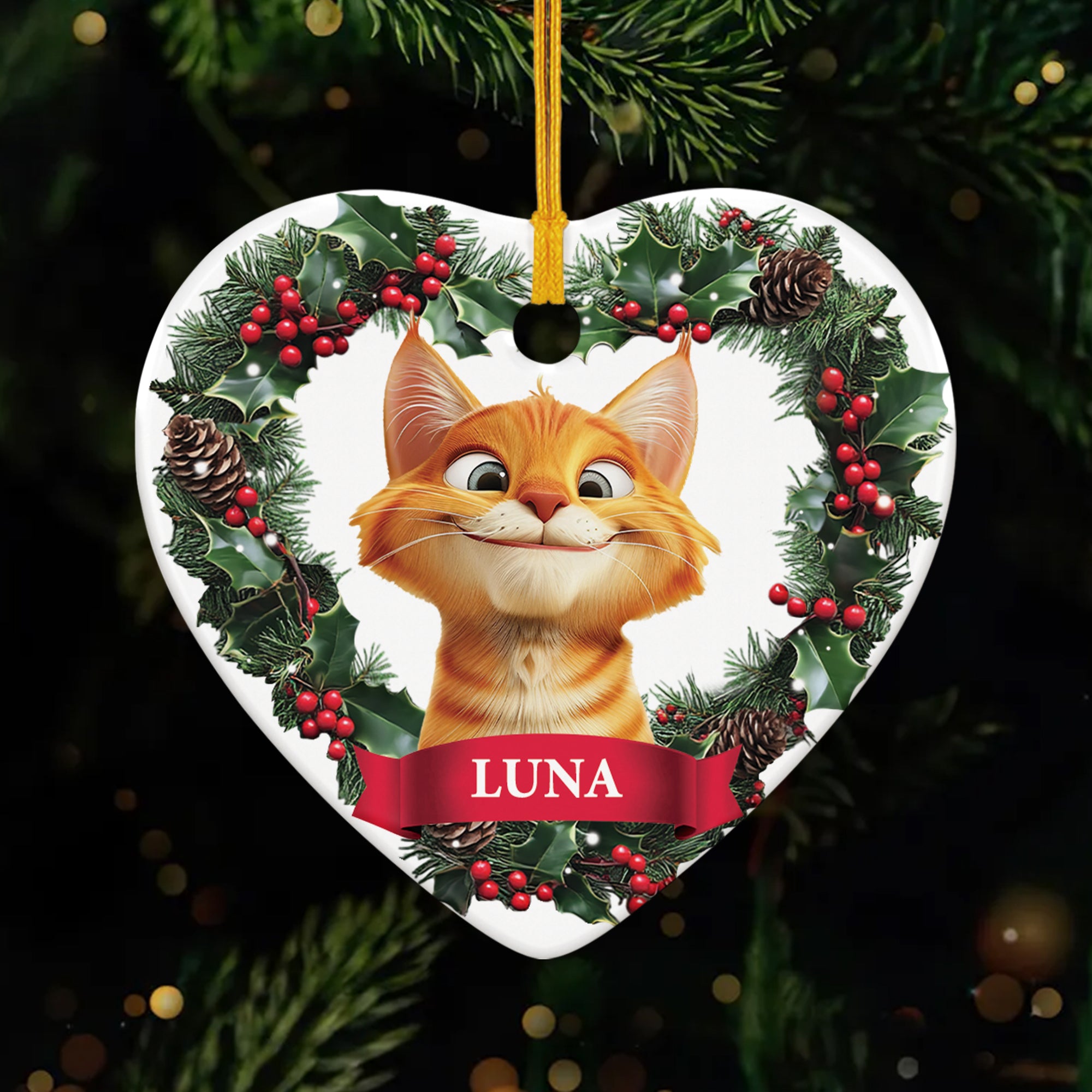 5377OFR1 ornement en verre noel mon petit coeur personnalise chat 5377o3vzd