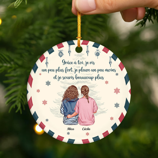 5378OFR2 ornement ceramique noel personnalise grace a toi je ris un peu plus fort 5378otmtf