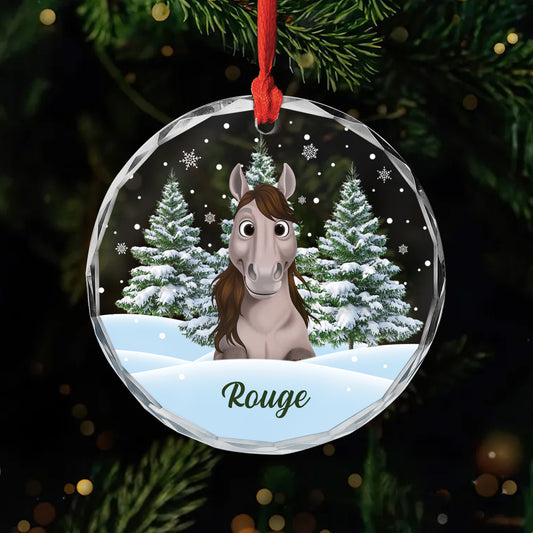 5379OFR1 ornement en verre noel cheval sapin personnalise photo 5379oktmu