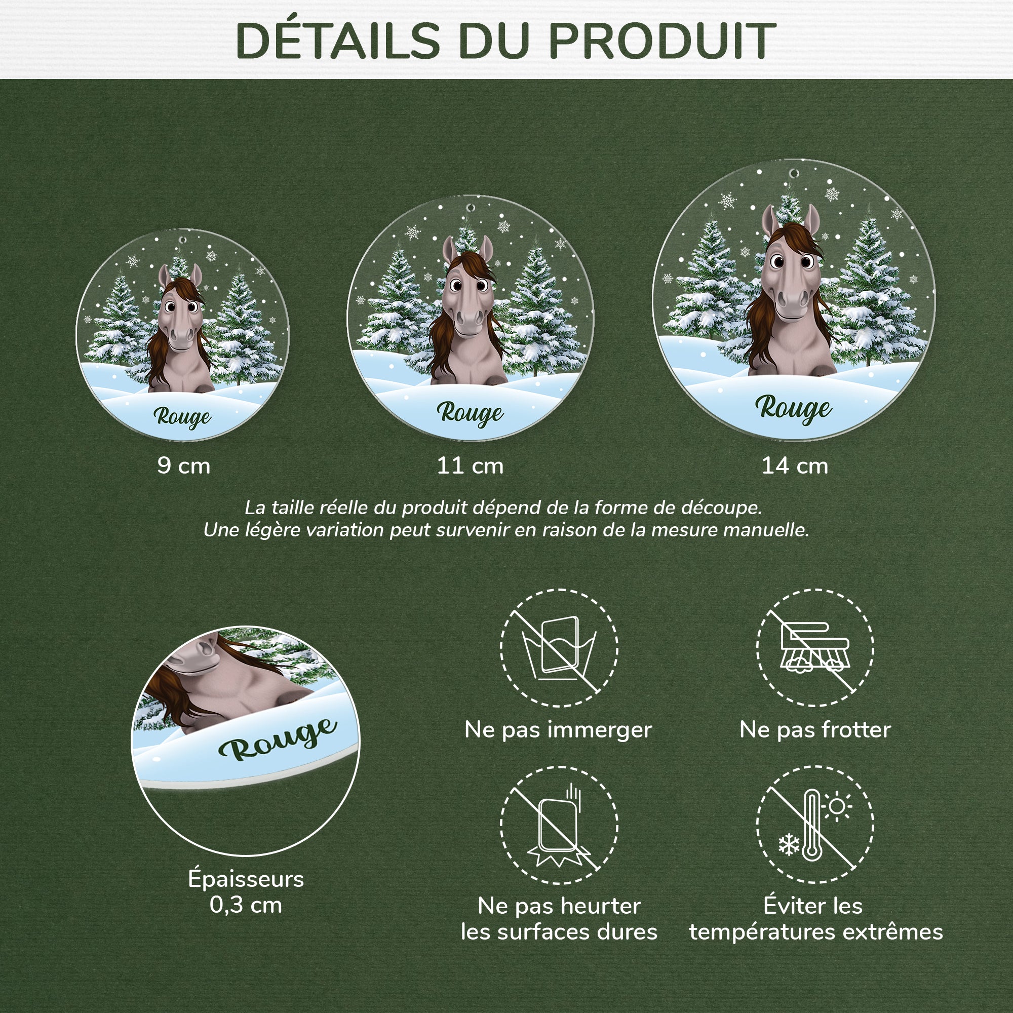 5379OFR3 ornement acrylique personnalise avec photo mon cheval avec sapin de noel 5379okq5u