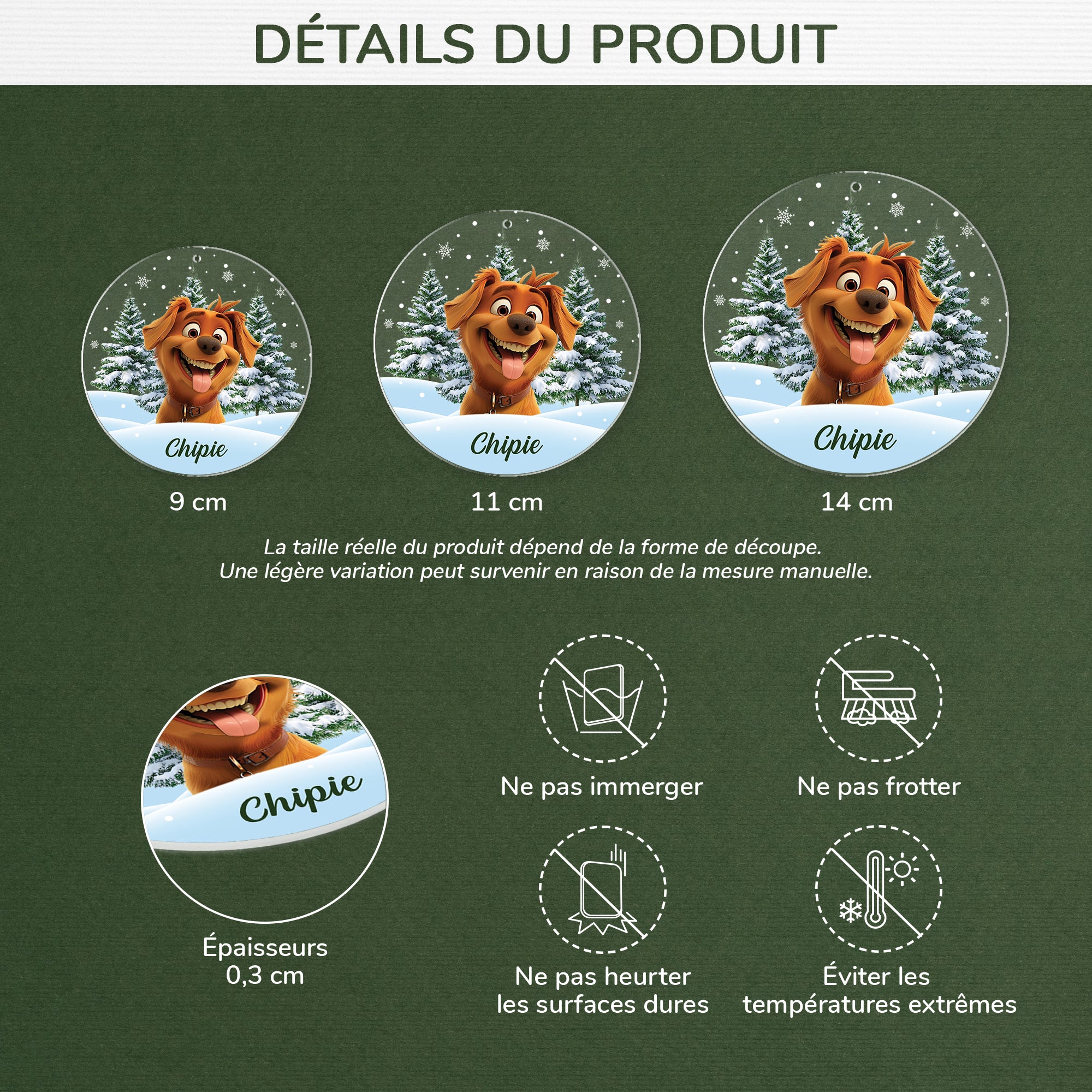 5379OFR3 ornement acrylique personnalise avec photo mon chien avec sapin de noel 5379okq5c