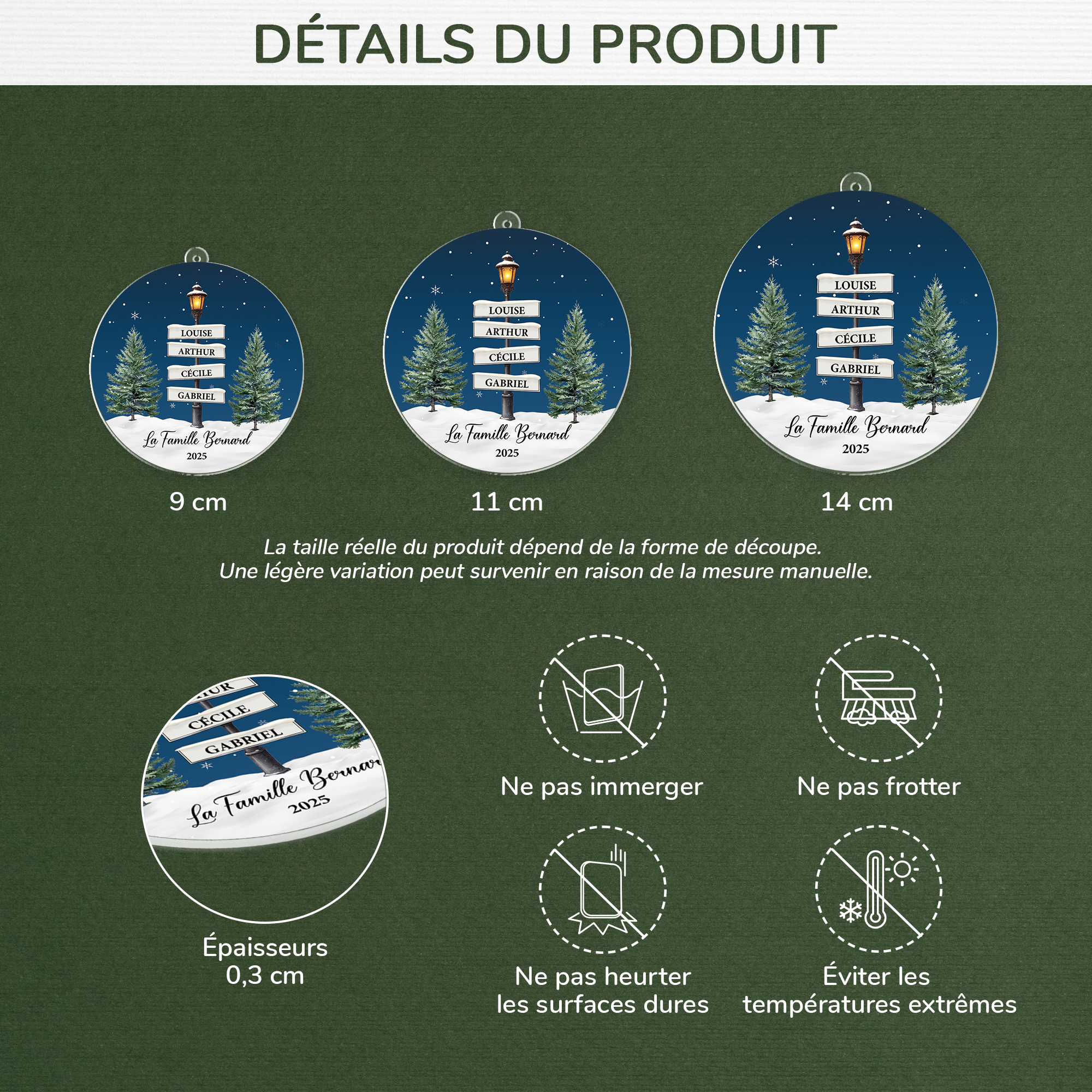 5381OFR3 ornement acrylique personnalise avec prenom lampadaire noel de famille 5381otuzi