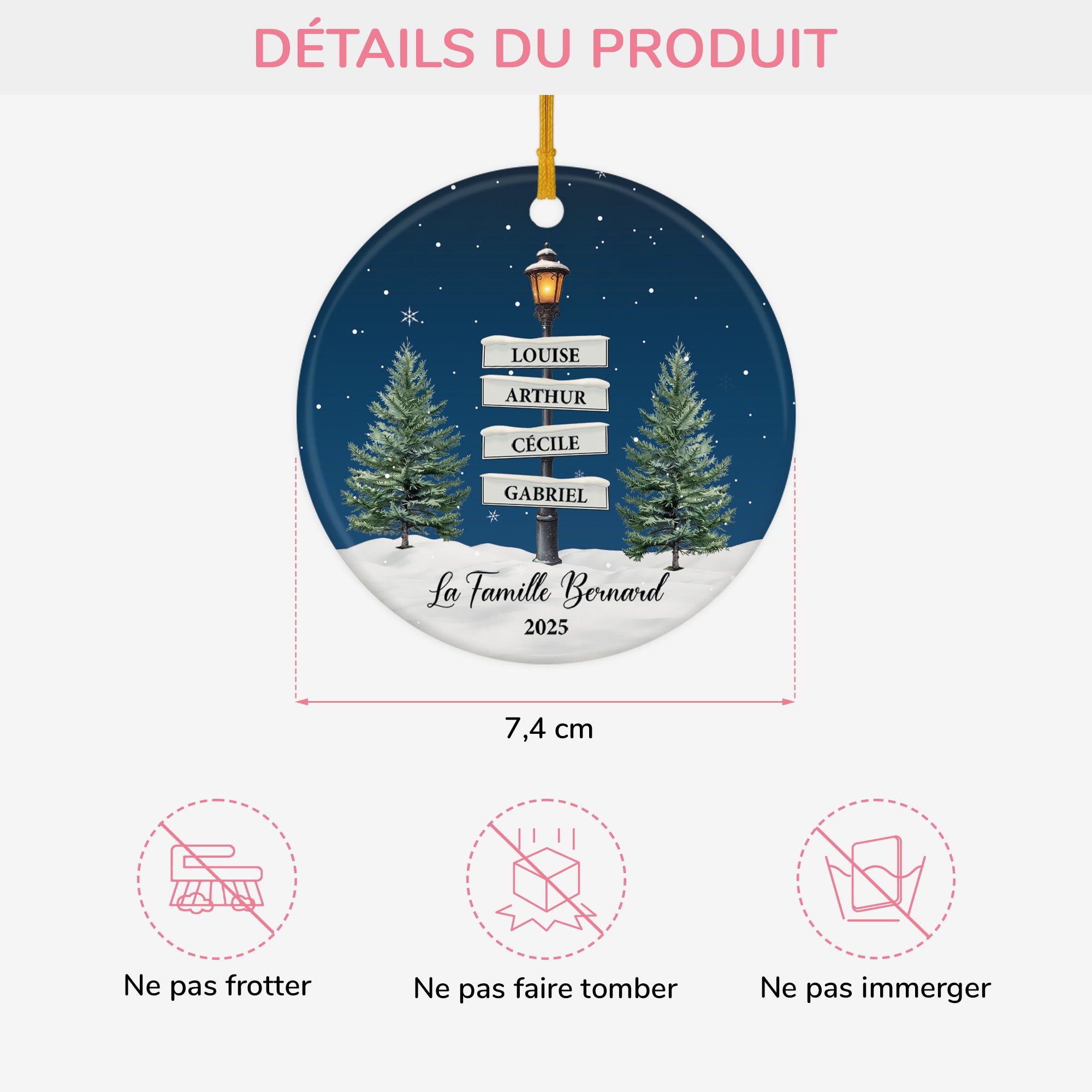 5381OFR3 ornement ceramique personnalise avec prenom lampadaire noel de famille 5381otqzi