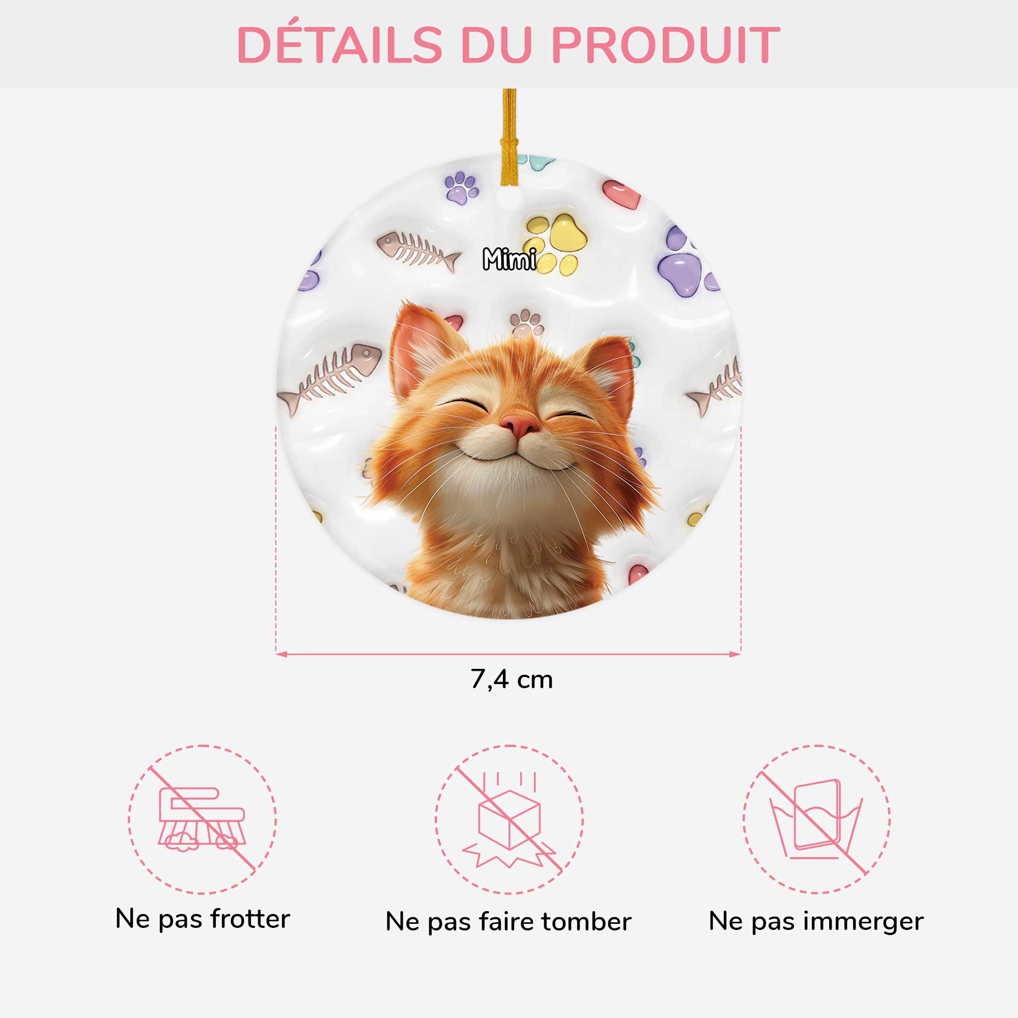 5382OFR3 ornement ceramique mon petit compagnon personnalise pour chat 5382o3kad