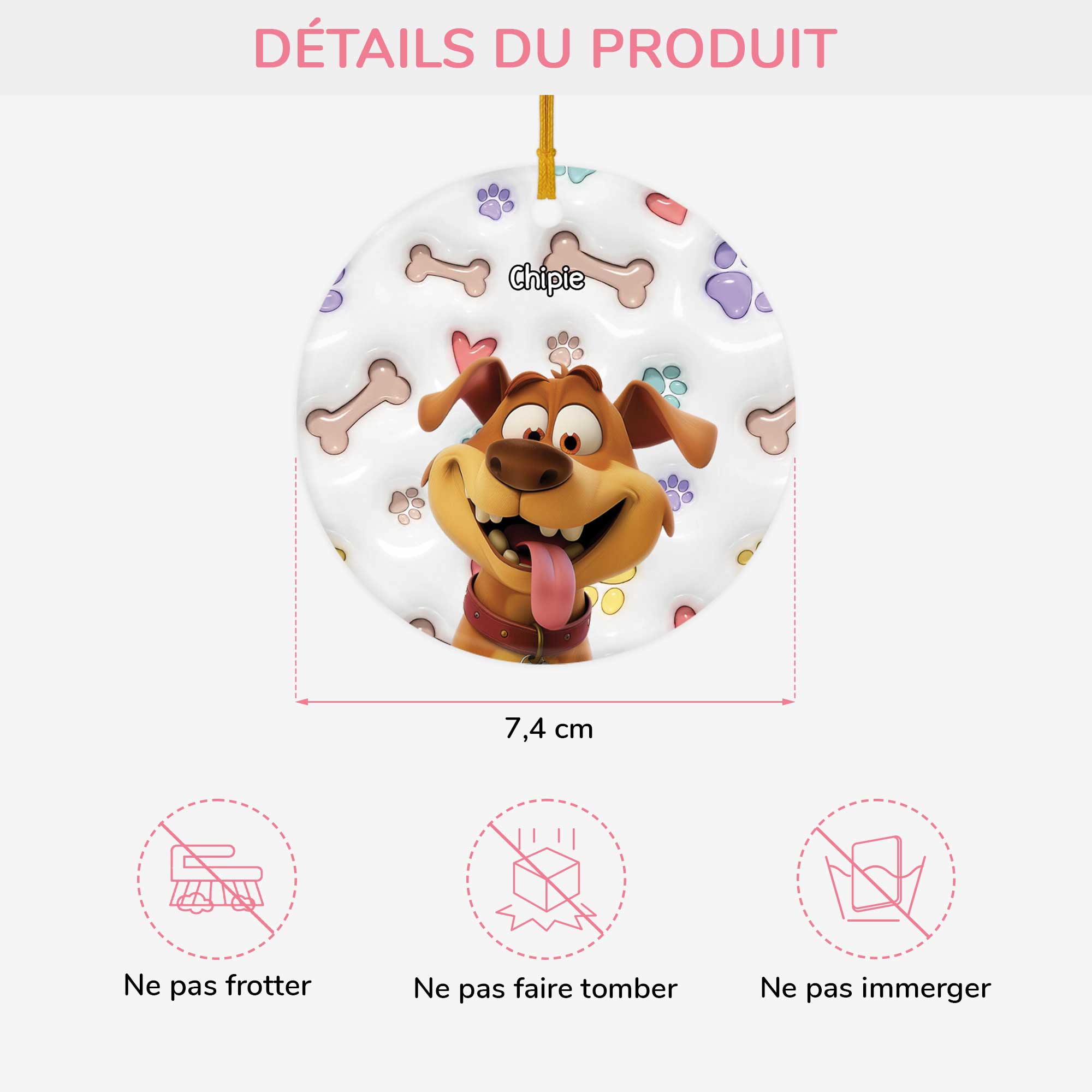 5382OFR3 ornement ceramique mon petit compagnon personnalise pour chien 5382o3kac
