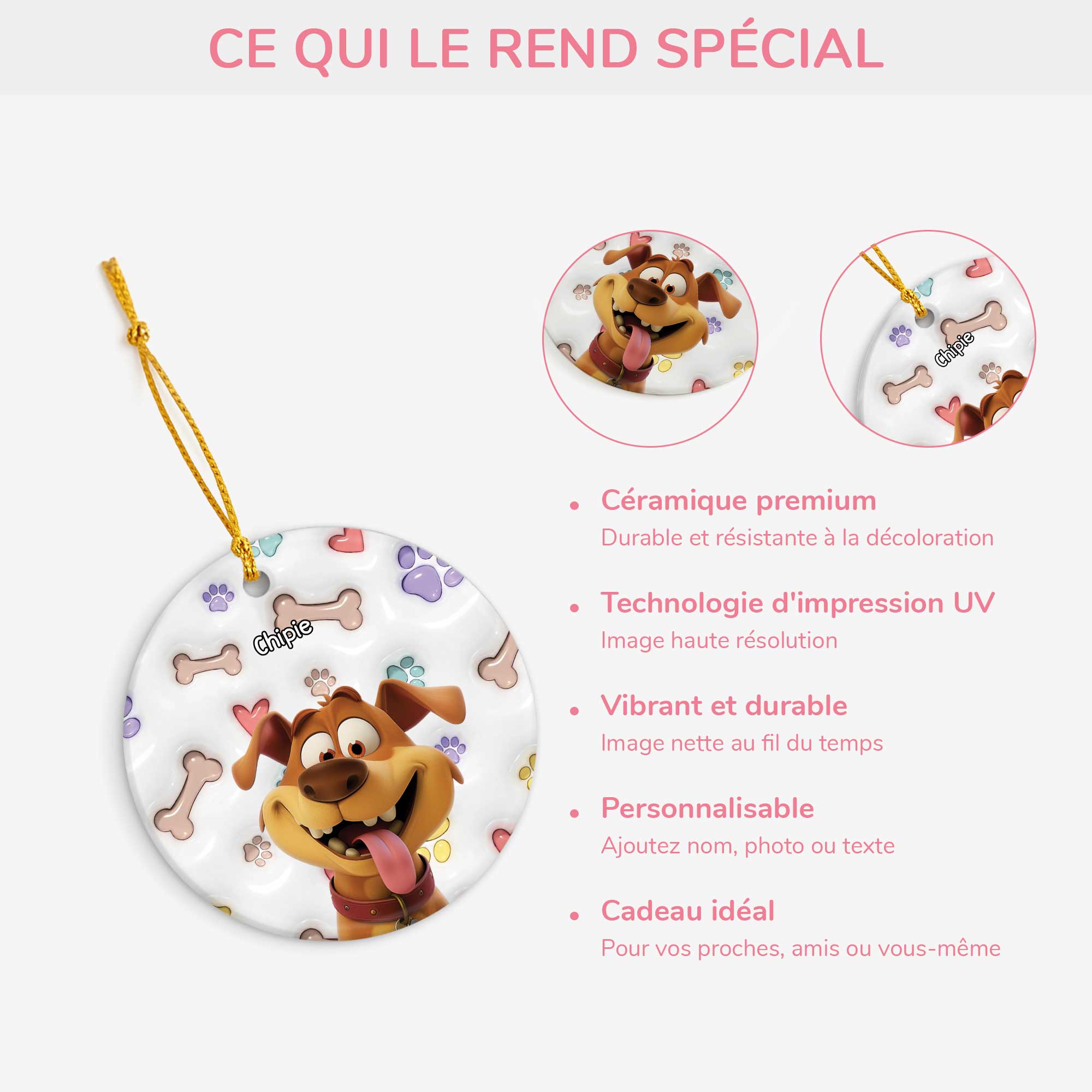 5382OFR4 ornement ceramique mon petit compagnon personnalise pour chien 5382o3kac