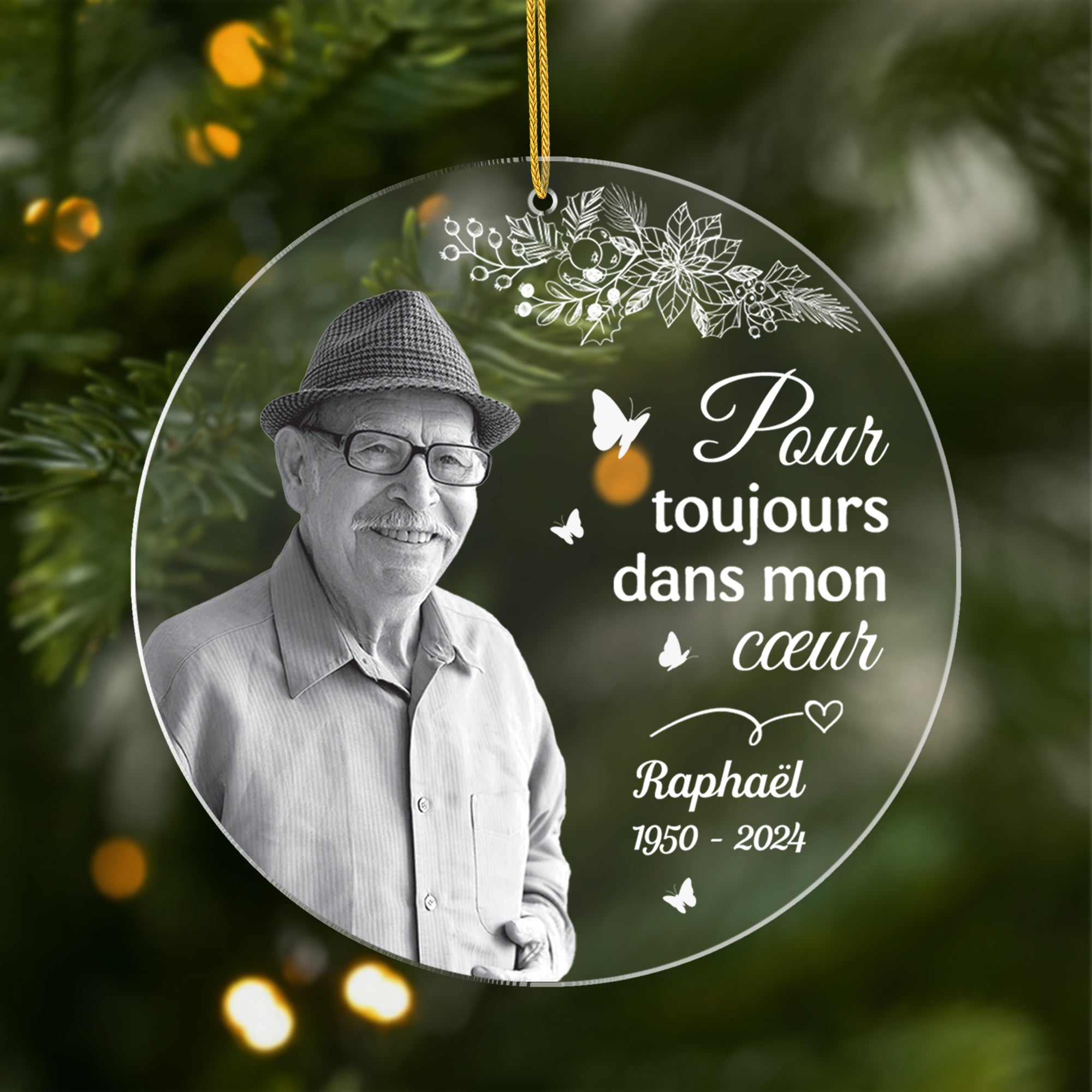 5399OFR1 ornement acrylique personnalise commemoratif avec photo je suis toujours avec toi 5399o8pnb