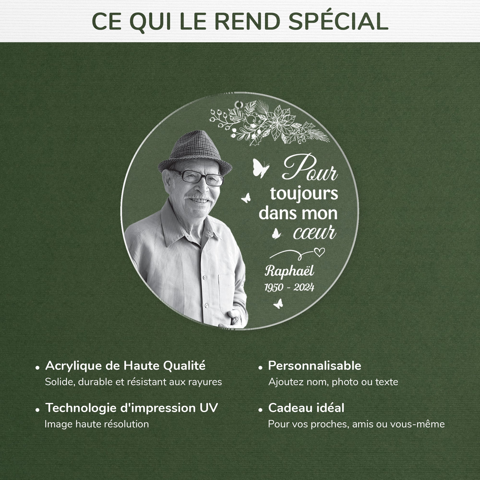 5399OFR4 ornement acrylique personnalise commemoratif avec photo je suis toujours avec toi 5399o8pnb