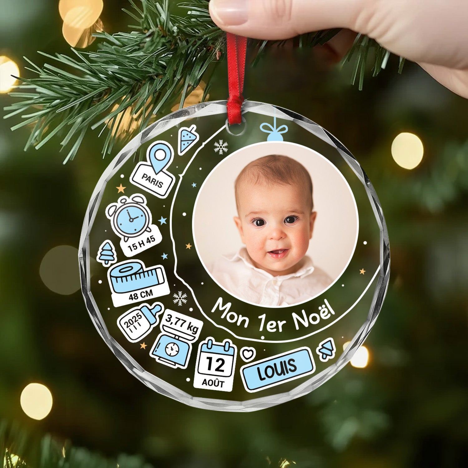 Boule 1er Noël Bébé 2025 En Verre Transparent - Souvenir Décoration Sapin Avec Boîte, Cadeau Premier Noël