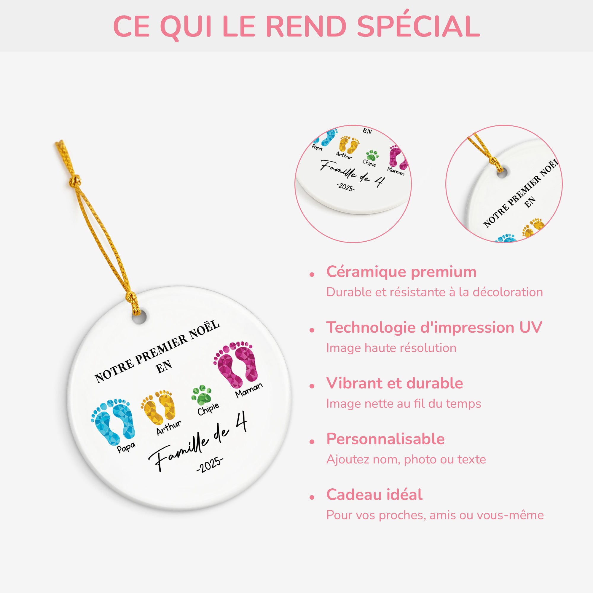 5401OFR4 ornement ceramique personnalise notre premier noel en famille avec pieds 5401o3zqi