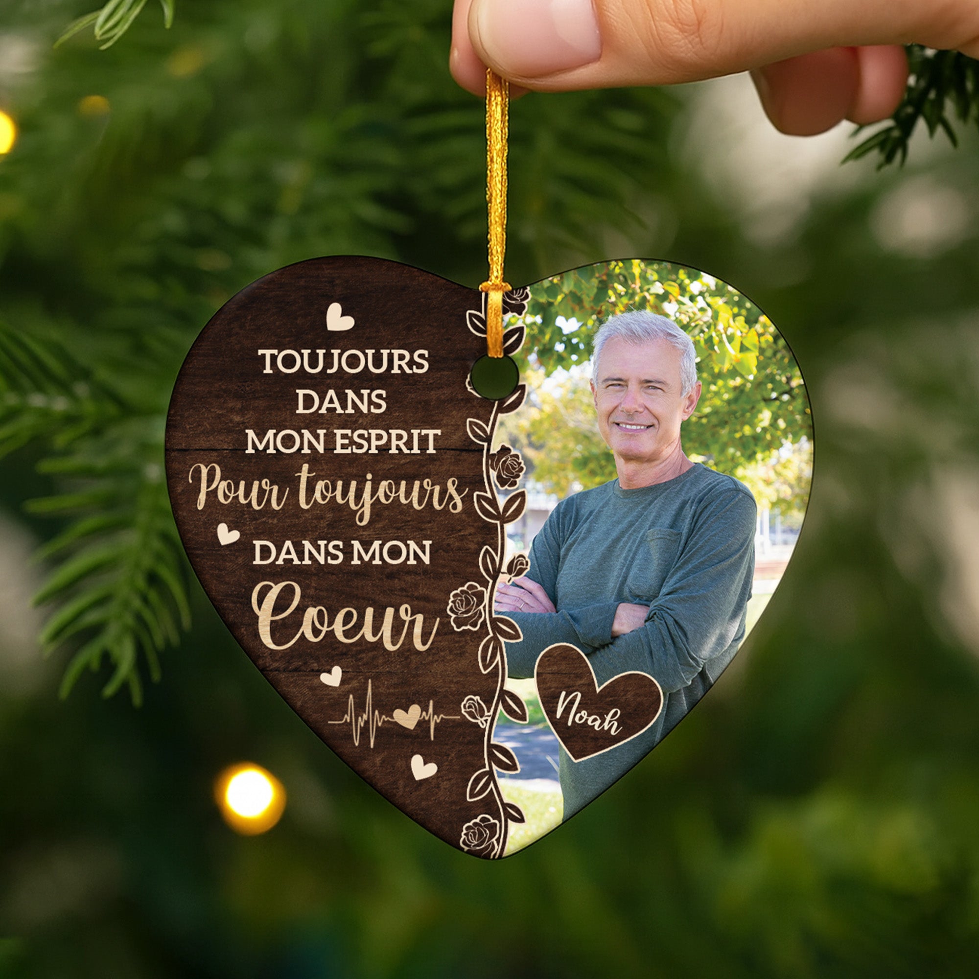 5410OFR2 ornement noel ceramique personnalise commemoratif avec photo mon coeur netait pas pret 5410o3laa