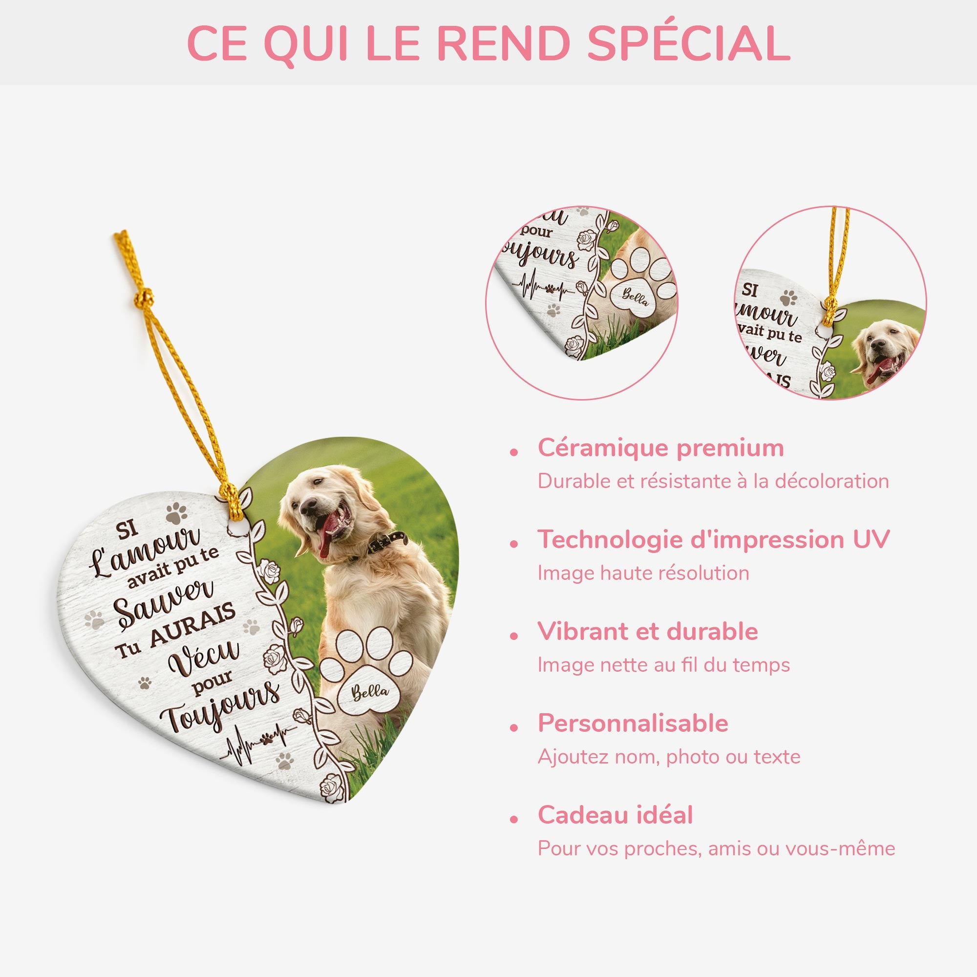 5410OFR4 ornement ceramique commemoratif chien personnalise si lamour avait pu te sauver 5410o3lac