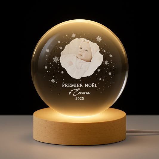 5413LFR1 veilleuse boule de cristal personnalisee avec photo premier noel de bebe 5413lkm5k