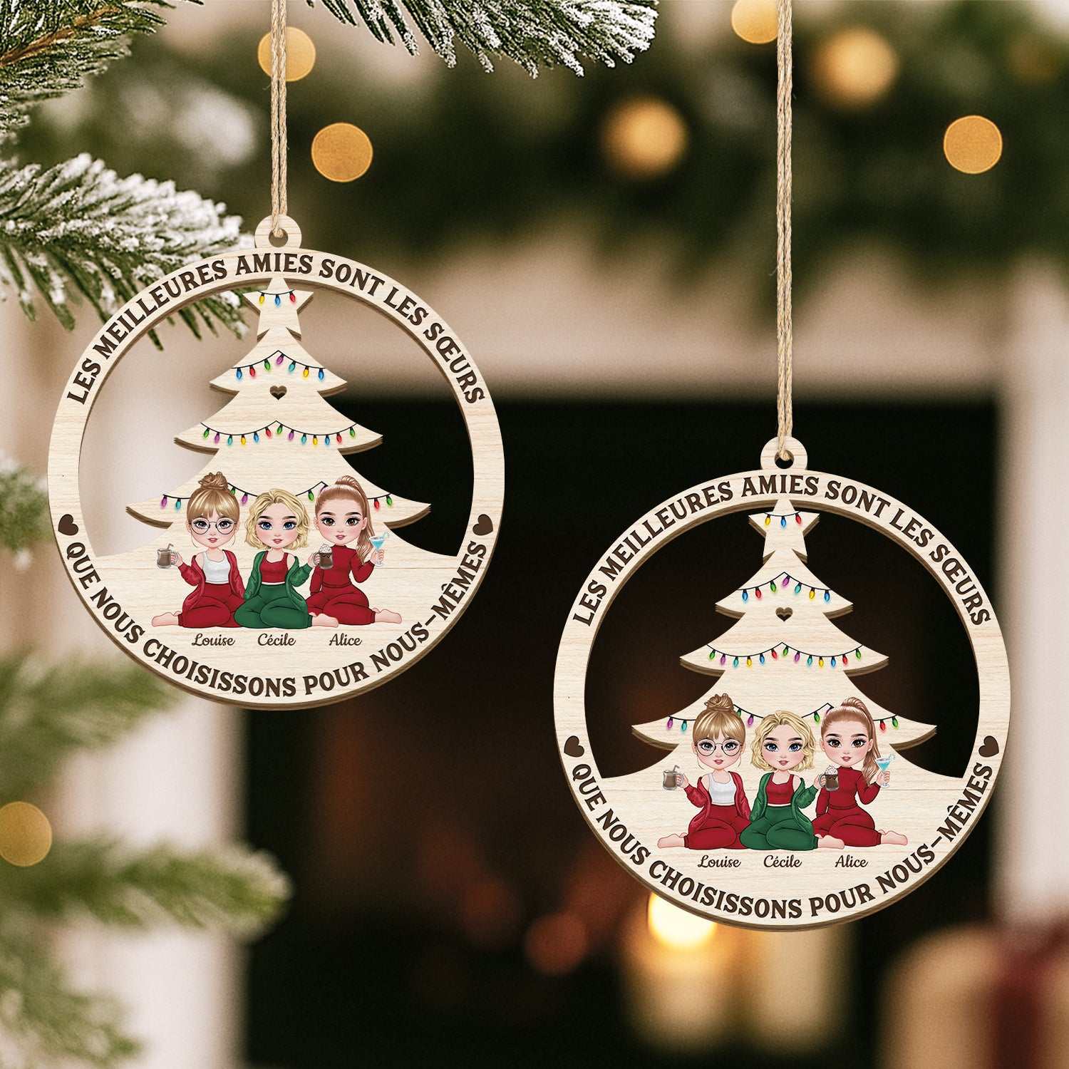5416OFR2 ornement noel en bois a 1 couche personnalise meilleures amies sont les soeurs que lon choisit 5416o6tzf