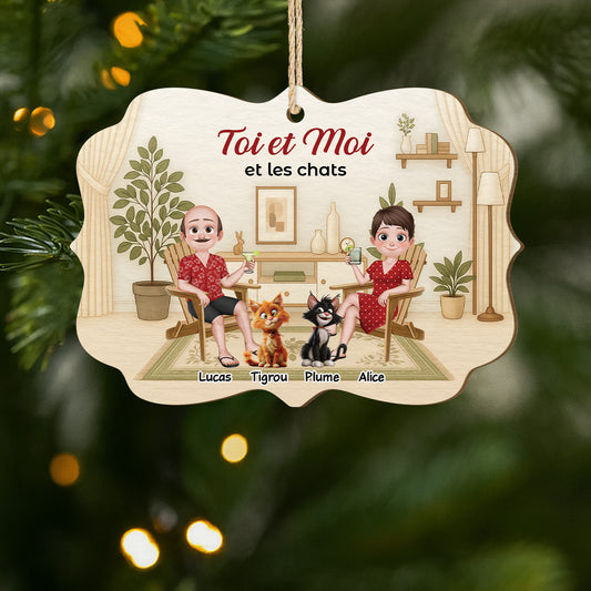5418OFR1 ornement noel en bois a 2 couches personnalise couple chat toi et moi et notre bebes a fourrure 5418o6lmg_8a72ae10 fea2 4b4f bd25 3812094cba0d