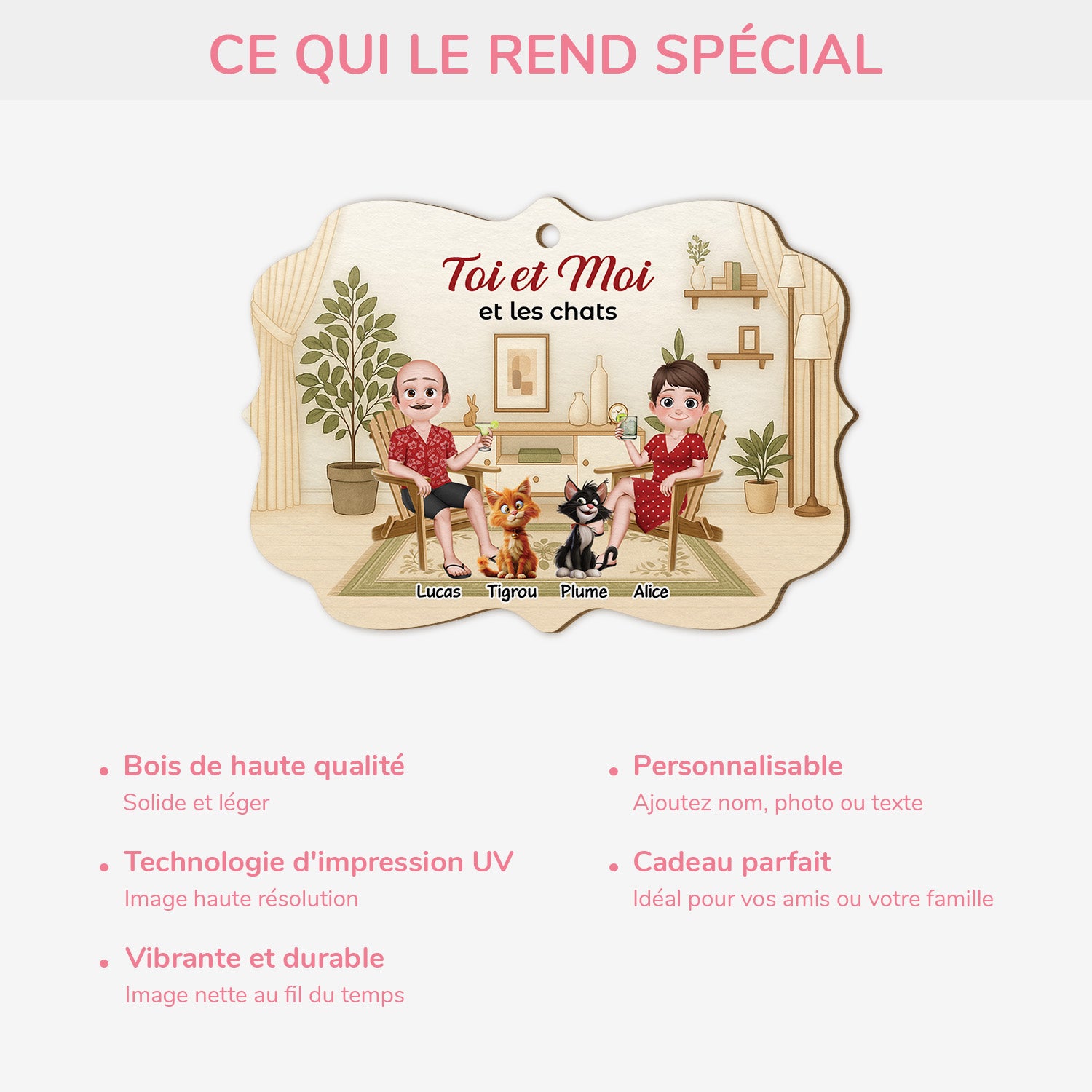 5418OFR4 ornement noel en bois a 2 couches personnalise couple chat toi et moi et notre bebes a fourrure 5418o6lmg_bc889577 2d2c 4ff0 bf70 1e98aca9d6f0