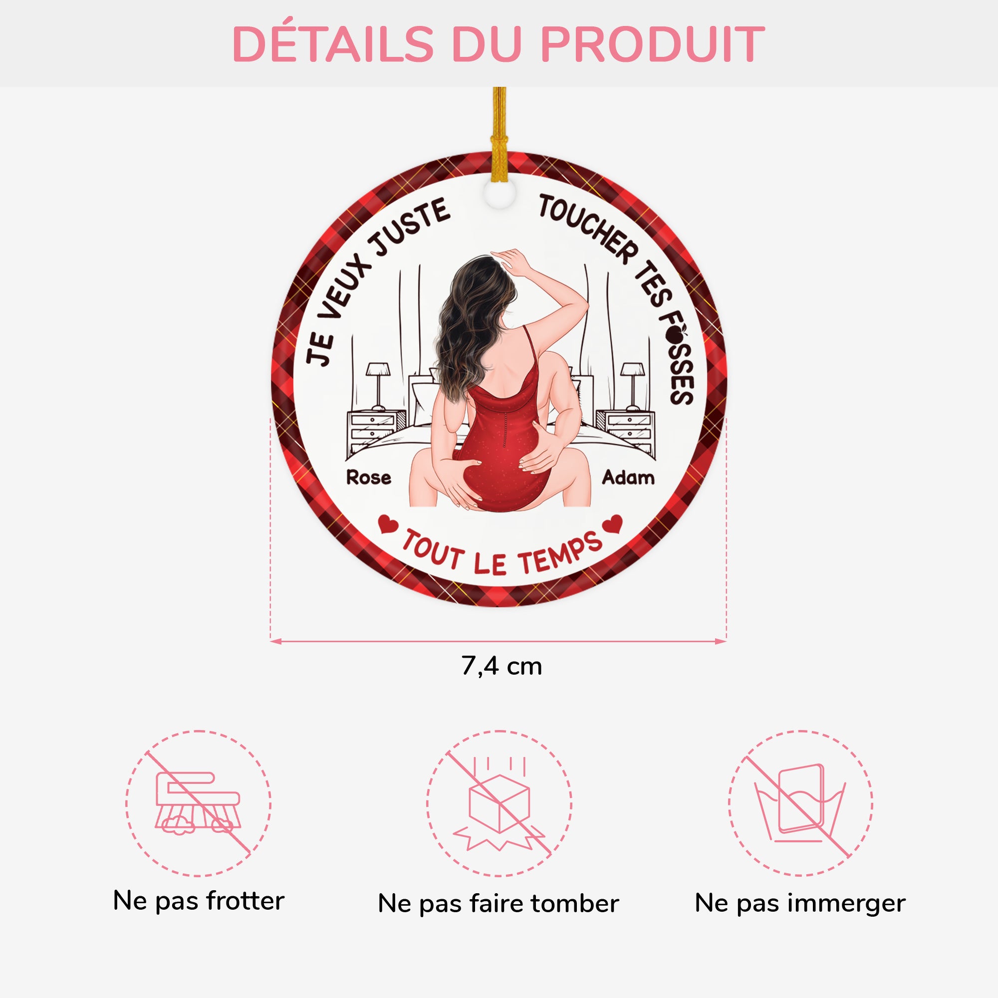 5423OFR3 ornement ceramique personnalise pour couple je veux juste toucher tes fesses 5423o6lzg