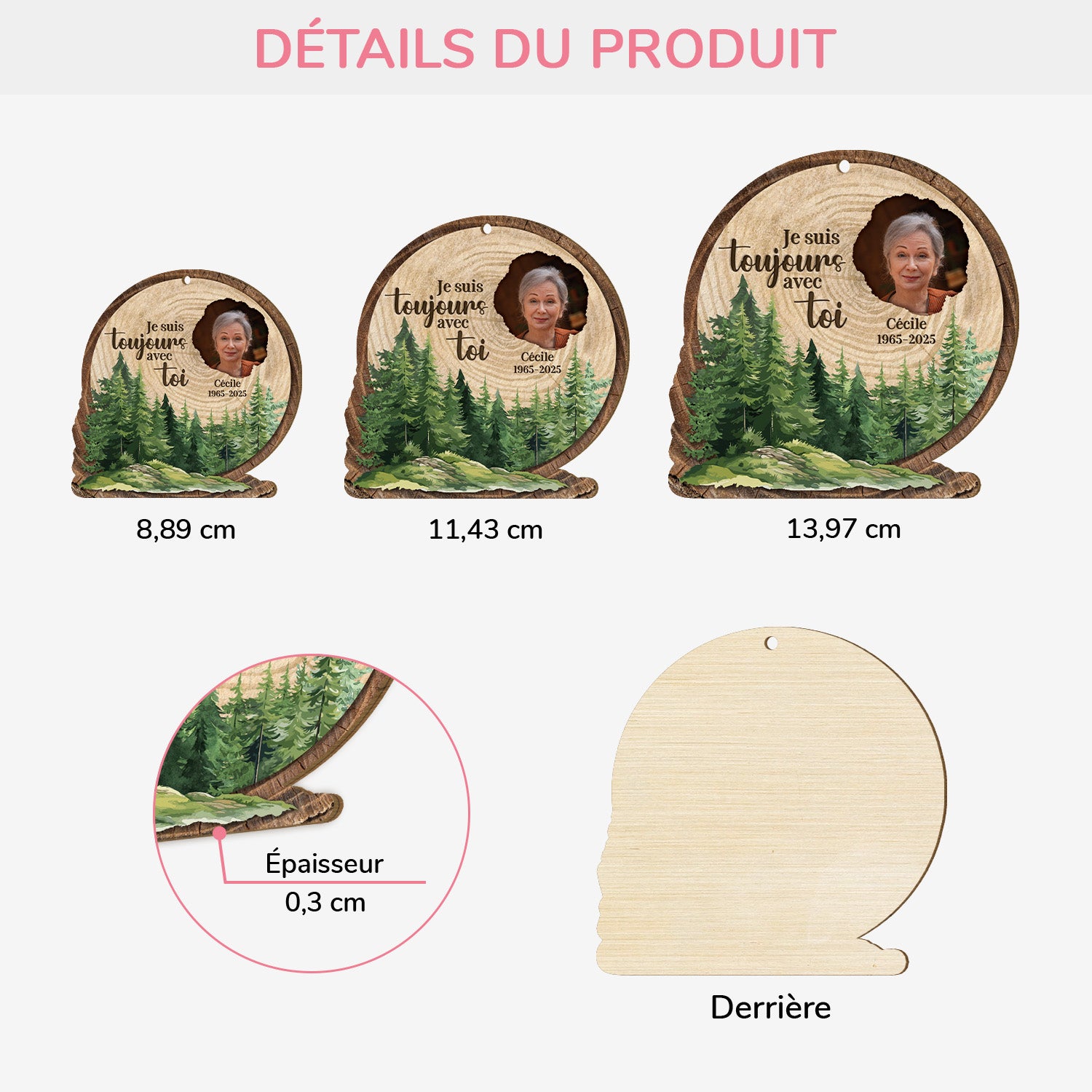 5425OFR3 ornement en bois a 1 couche commemoratif maman personnalise je suis toujours avec toi 5425o8zqa