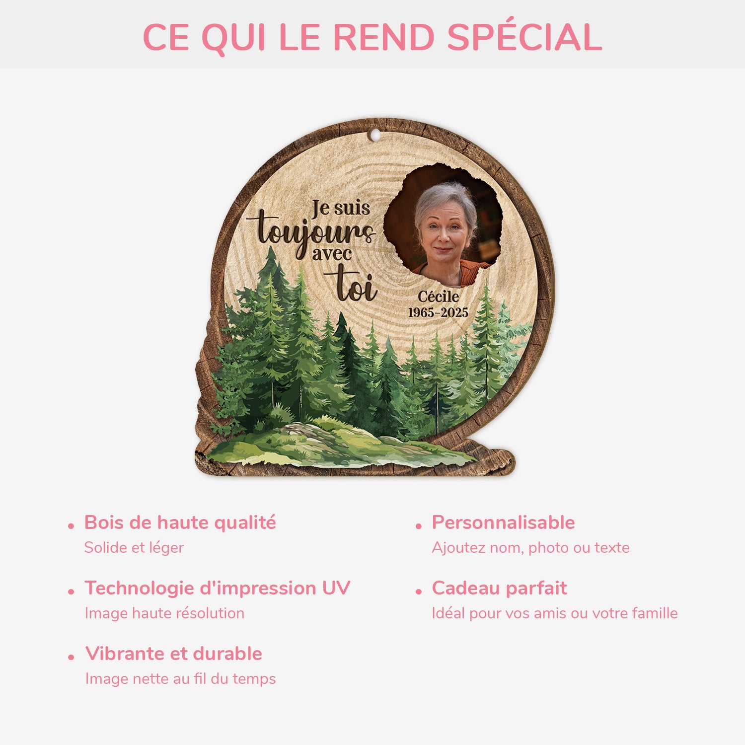 5425OFR4 ornement en bois a 1 couche commemoratif maman personnalise je suis toujours avec toi 5425o8zqa