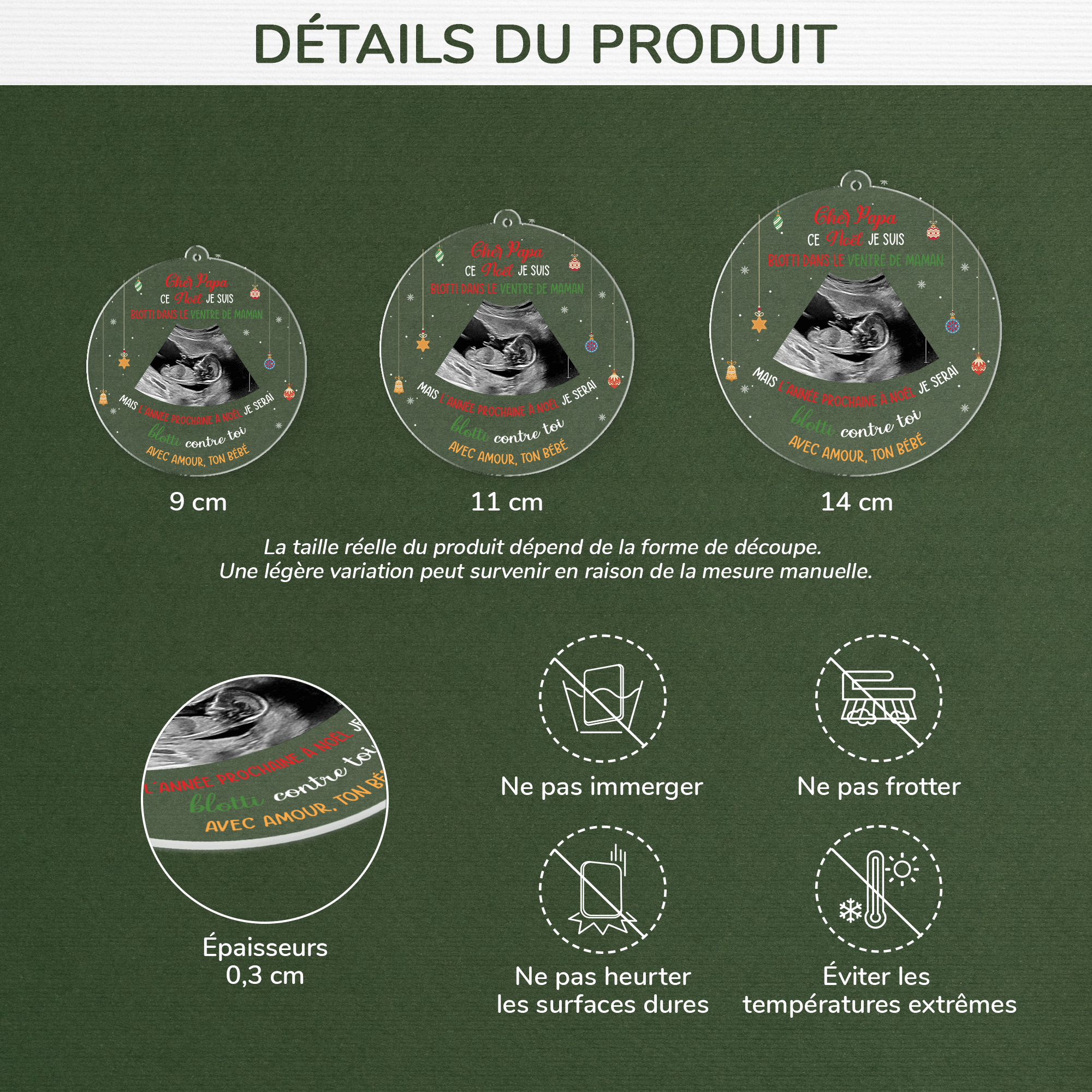 5428OFR3 ornement acrylique personnalise noel photo cher papa de bebe 5428oku5b