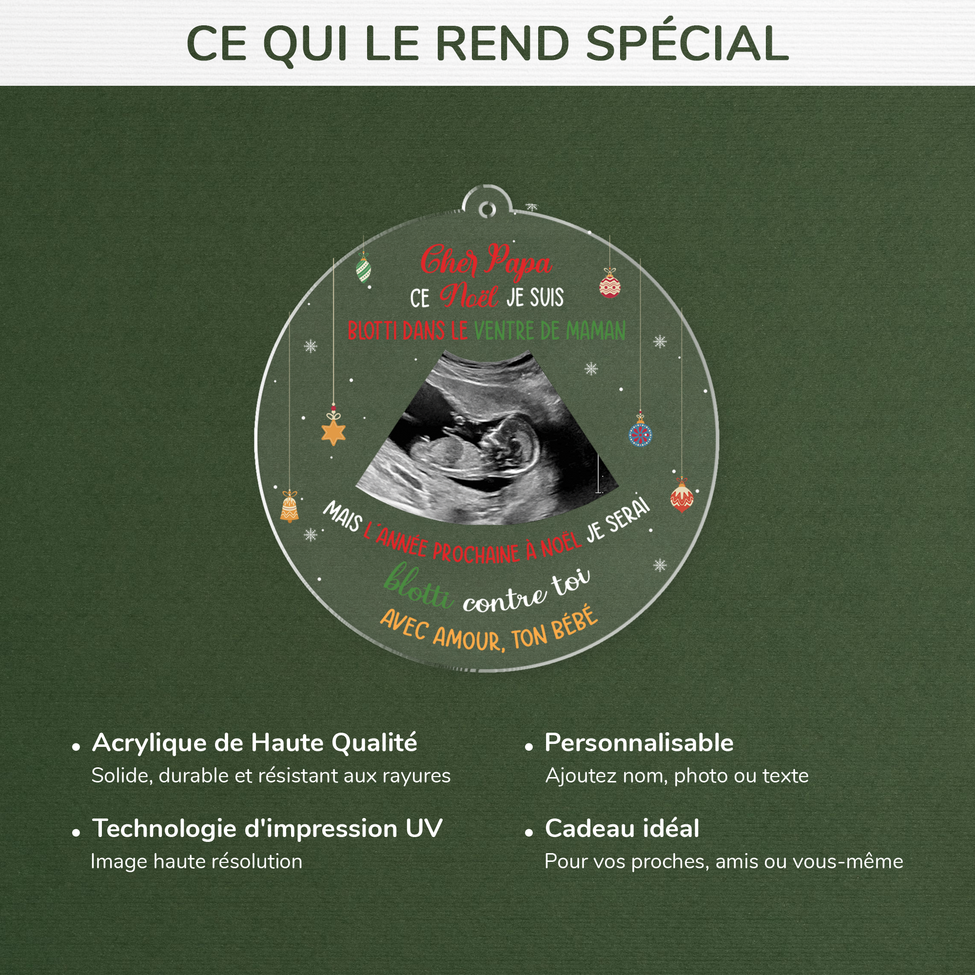 5428OFR4 ornement acrylique personnalise noel photo cher papa de bebe 5428oku5b