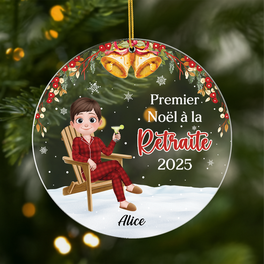 5429OFR1 ornement acrylique personnalise mon premier noel a la retraite 5429okt0a