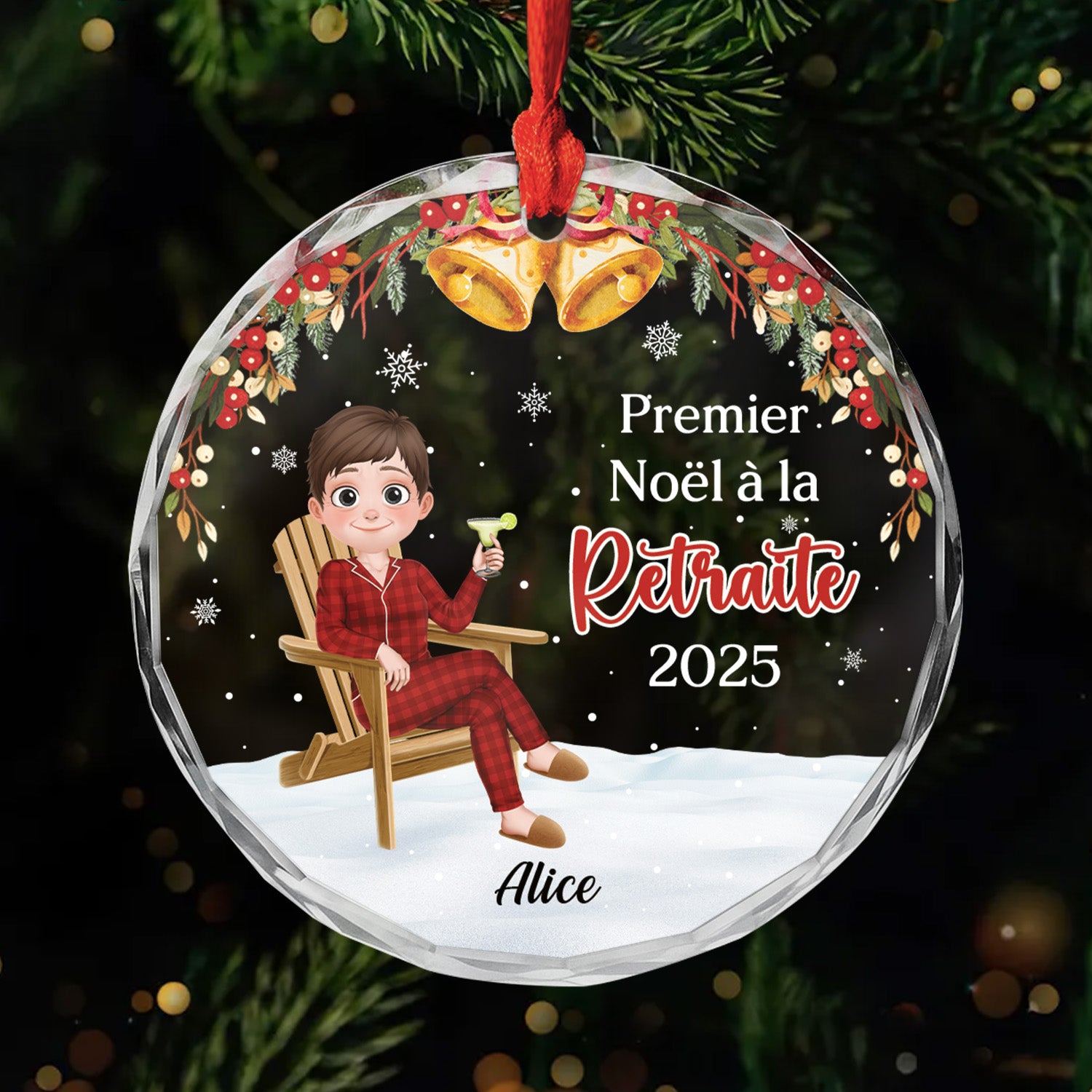 5429OFR1 ornement en verre personnalise pour femme mon premier noel a la retraite 5429oktma