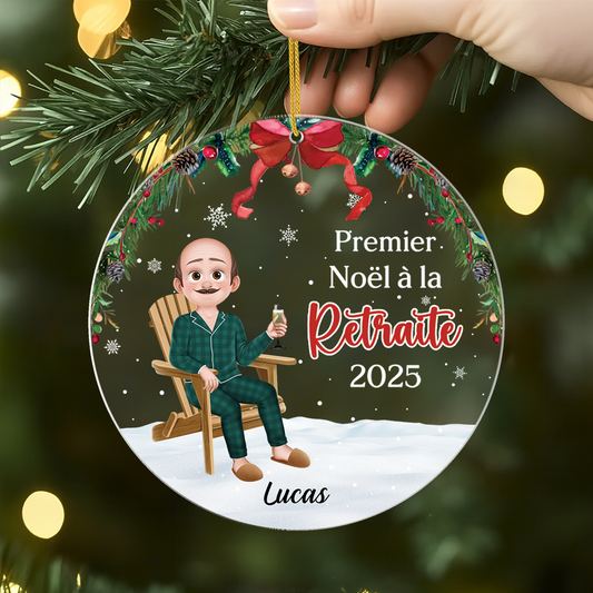 5429OFR2 ornement acrylique personnalise mon premier noel a la retraite 5429okt0a