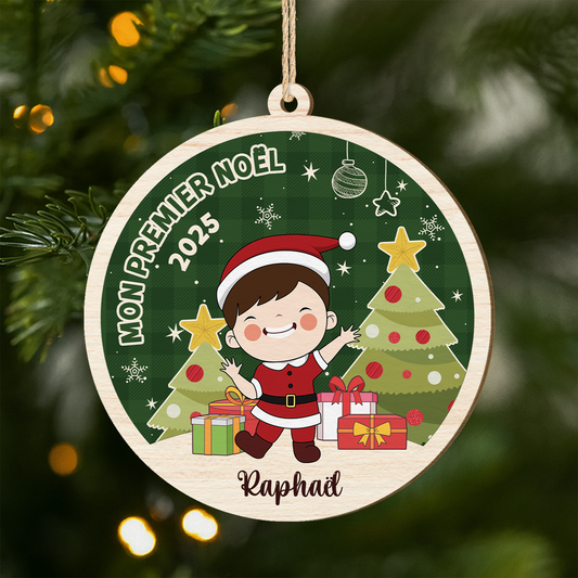 5430OFR1 ornement noel en bois a 1 couche personnalise mon premier noel enfant 5430o3kqk
