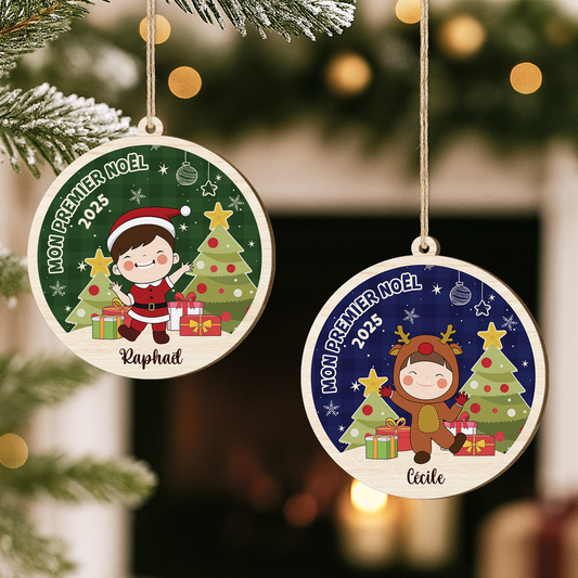 5430OFR2 ornement noel en bois a 1 couche personnalise mon premier noel enfant 5430o3kqk