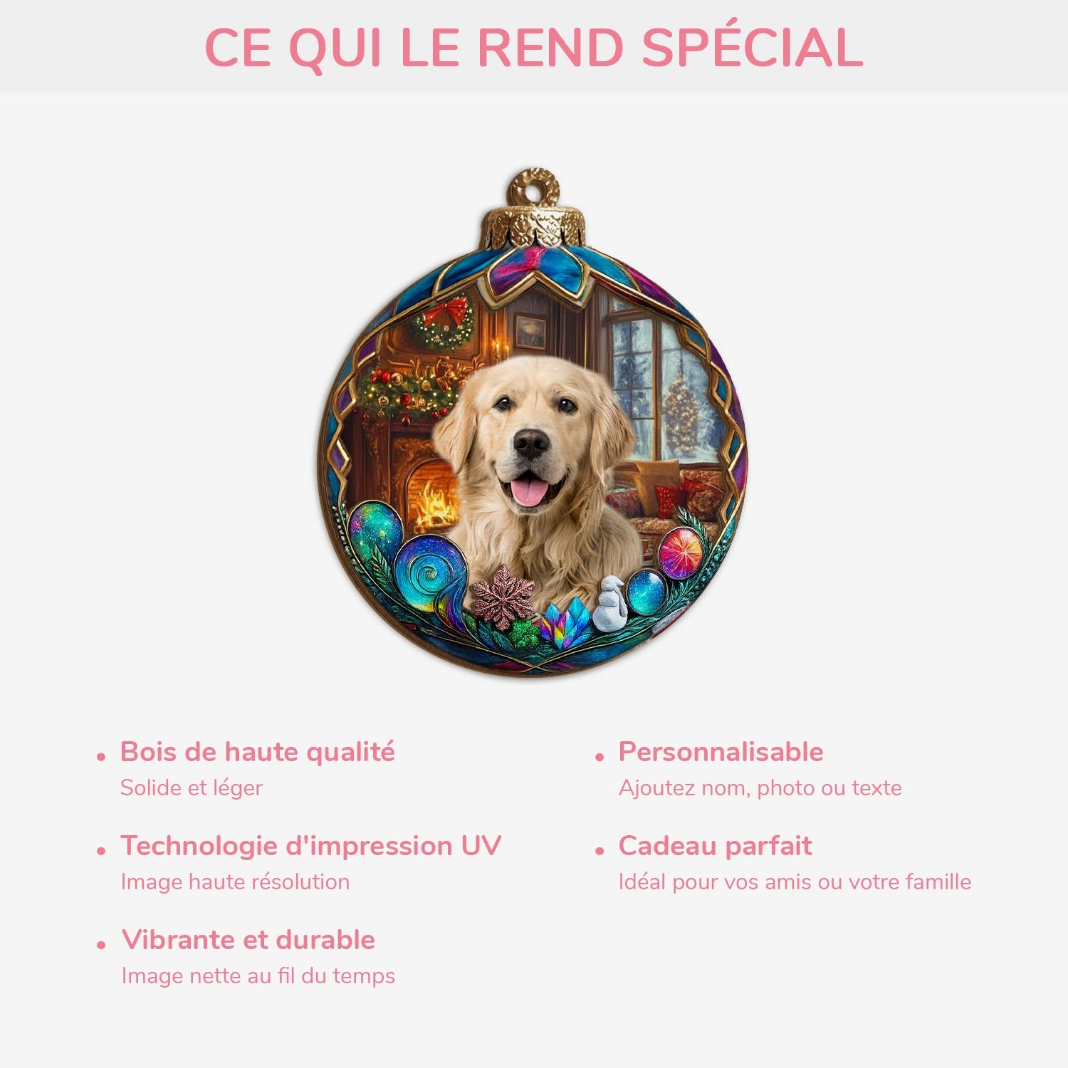 5432OFR4 ornement noel en bois a 2 couches personnalise pour chien mon petit compagnon noel 5432o3uac