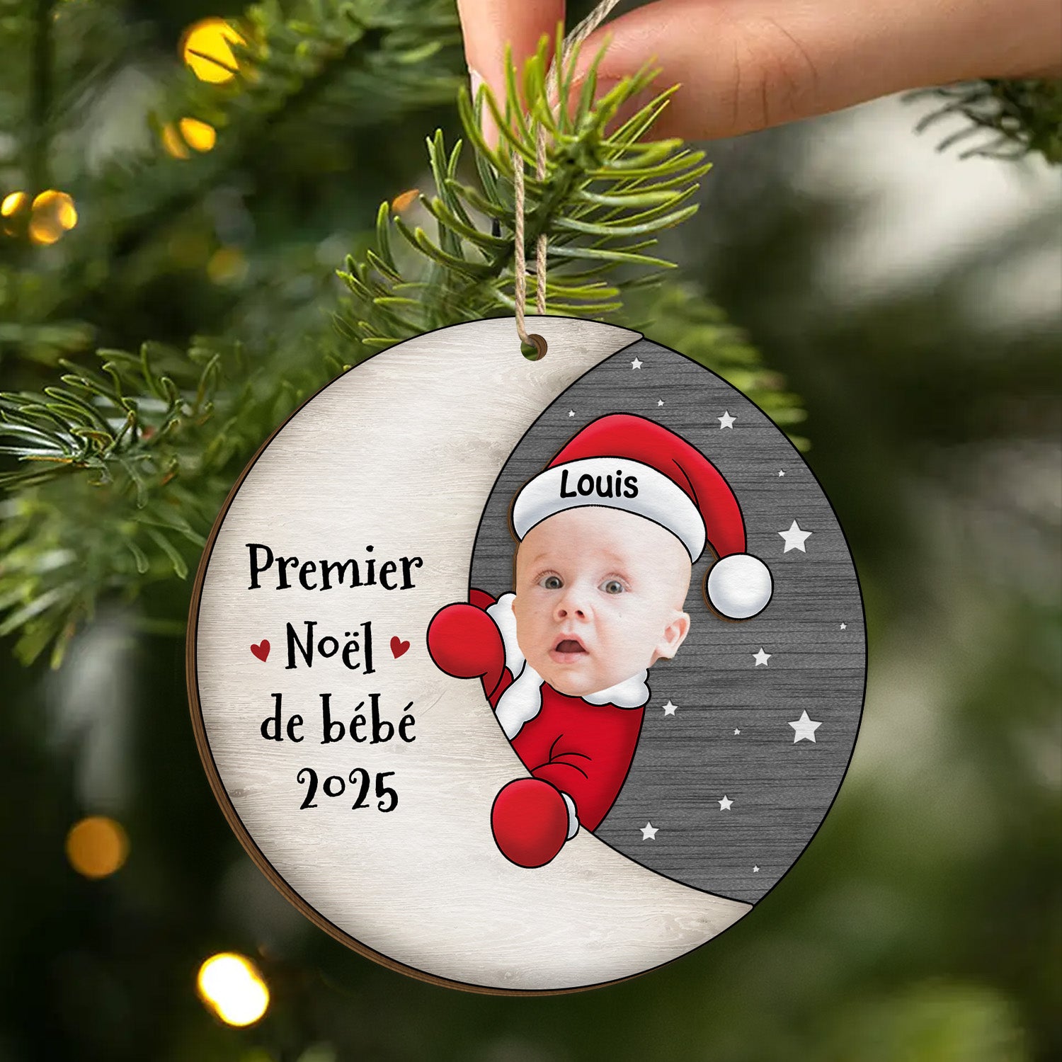 5433OFR2 ornement en bois a 1 couche personnalise premier noel de bebe 5433o8qnk