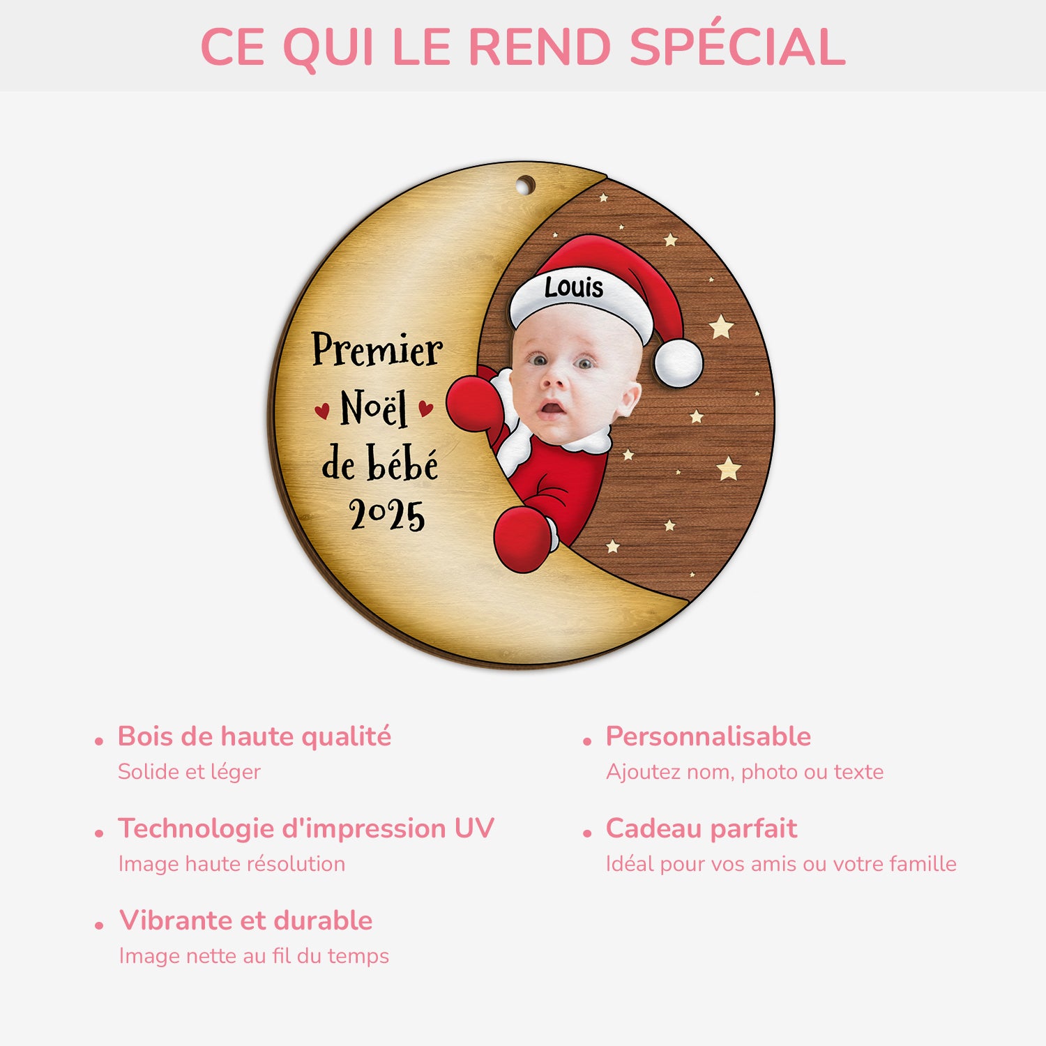 5433OFR4 ornement en bois a 1 couche personnalise premier noel de bebe 5433o8qnk
