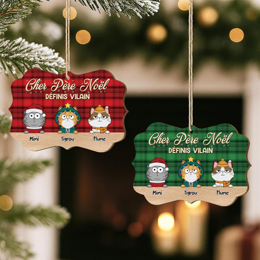 5434OFR2 ornement en bois a 1 couche personnlaise chat cher pere noel definis vilain 5434otlad
