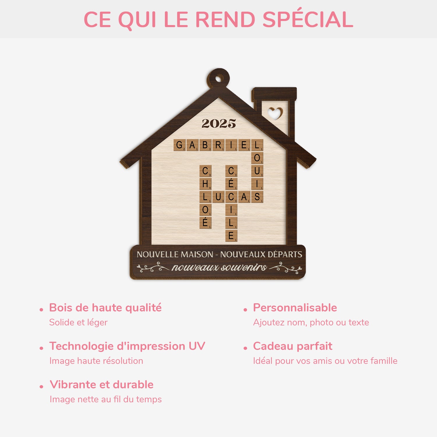 5437OFR4 ornement en bois a 2 couches personnalise avec mots croises nouvelle maison nouveaux departs 5437o3lci