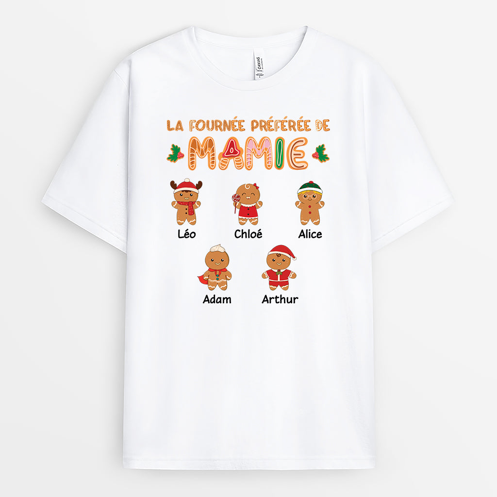 5438AFR1 t shirt personnalise noel la fournee preferee de mamie 5438akzza