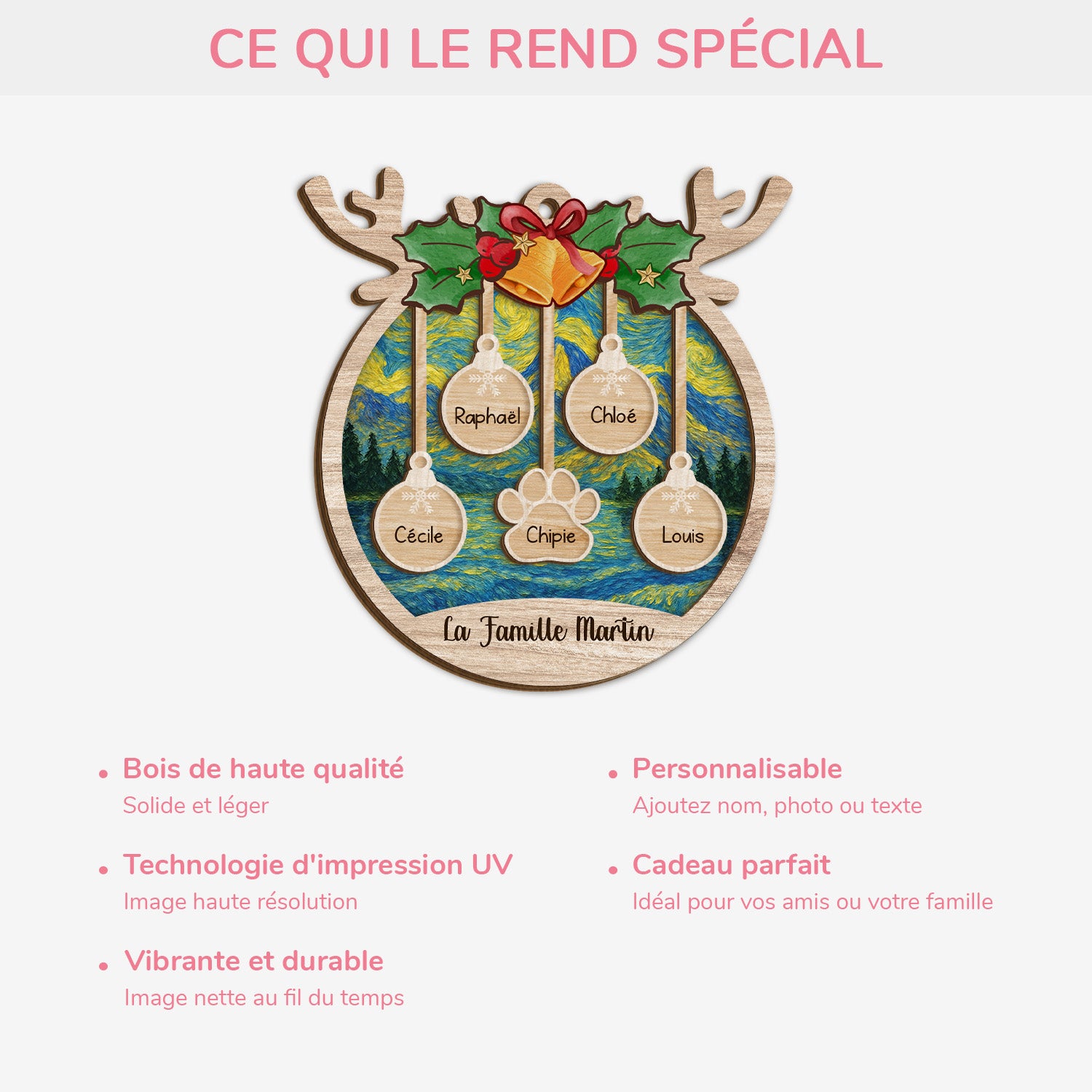 5440OFR4 ornement en bois a 2 couches personnalise notre famille noel 5440o8zqi