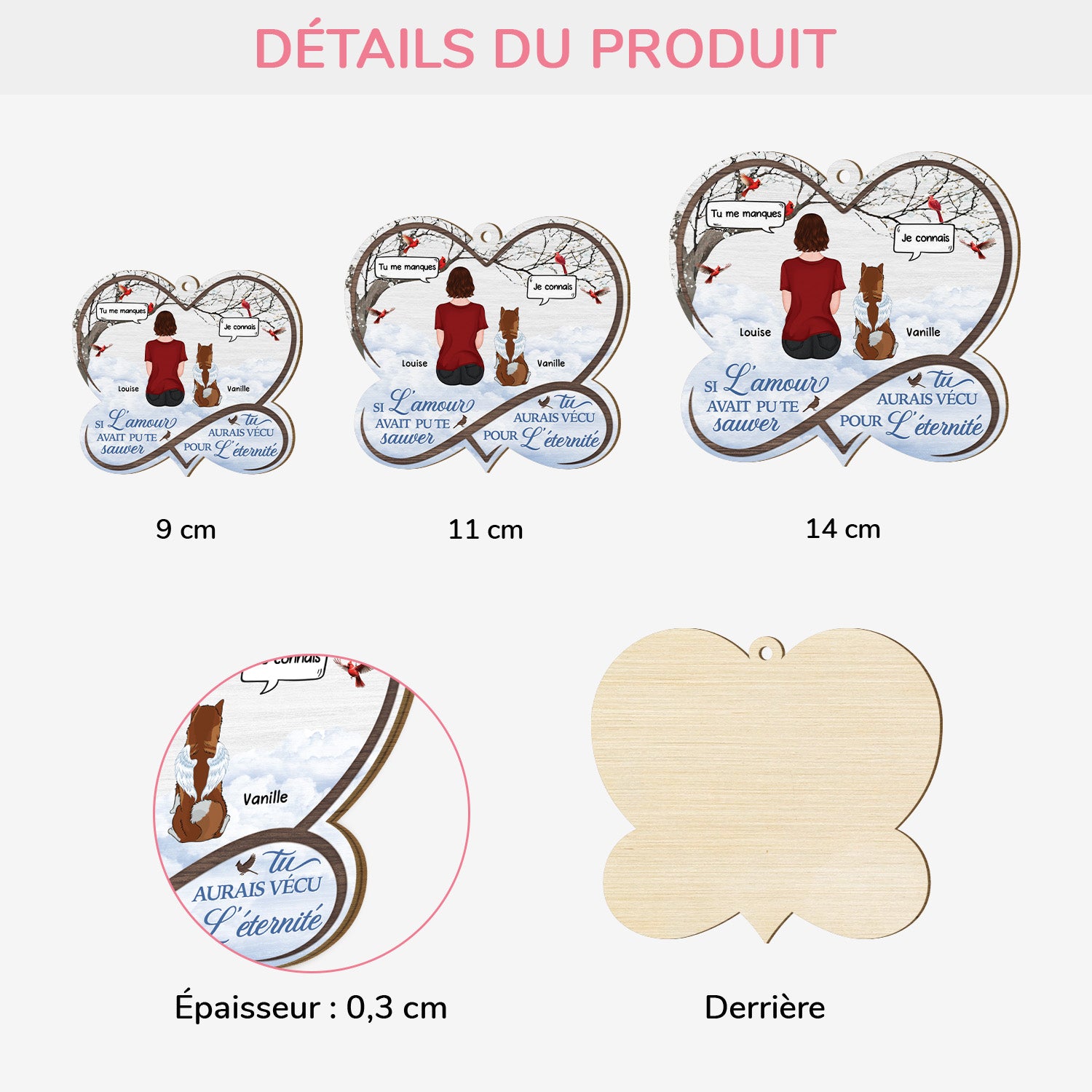 5445OFR3 ornement en bois a 2 couches personnalise pour chien si lamour avait pu te sauver 5445okvzc