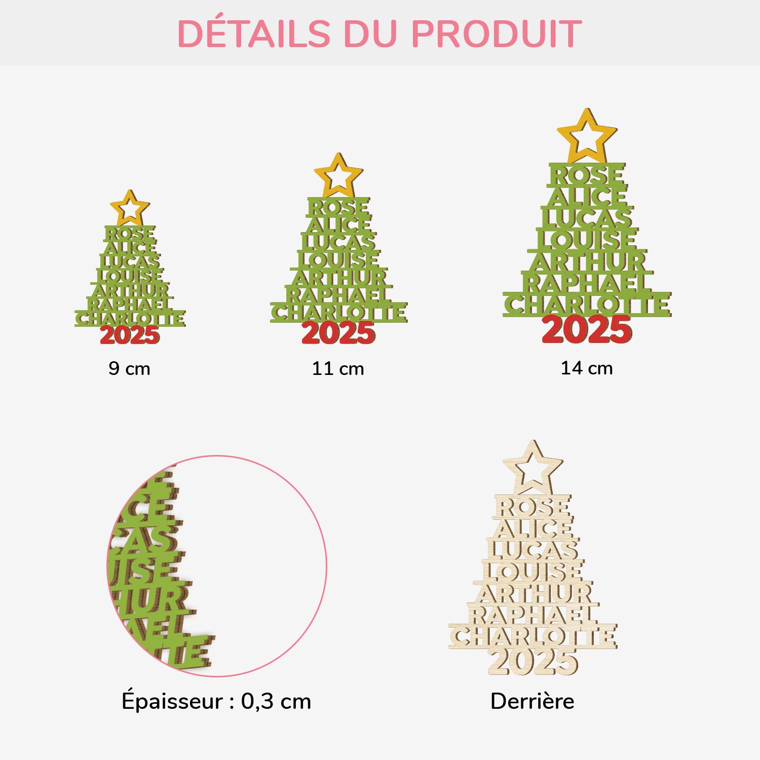 5448OFR3 ornement noel famille sapin en bois a 1 couche personnalise 5448o6qmf