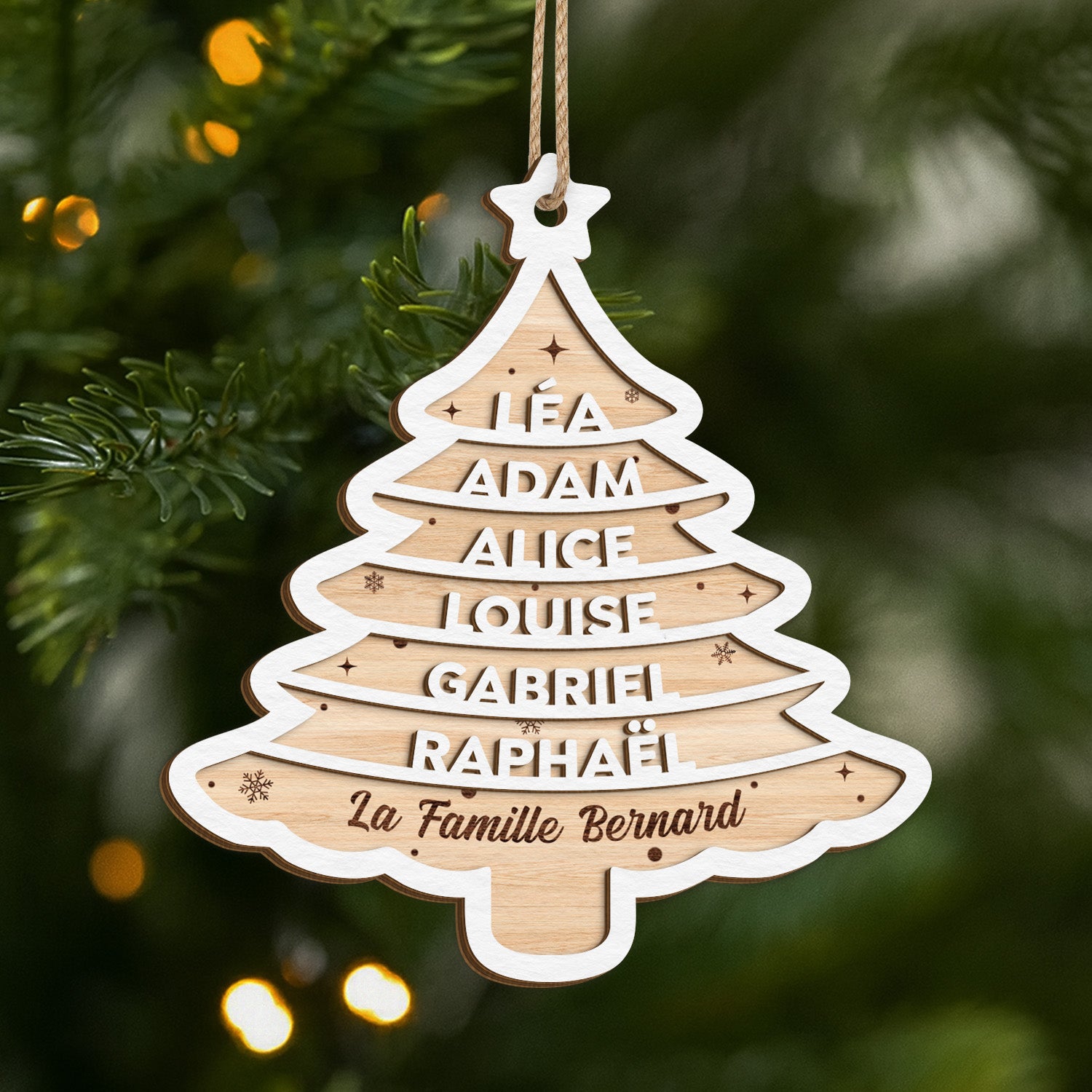 5449OFR1 ornement noel famille sapin en bois a 2 couches personnalise 5449o6zmf